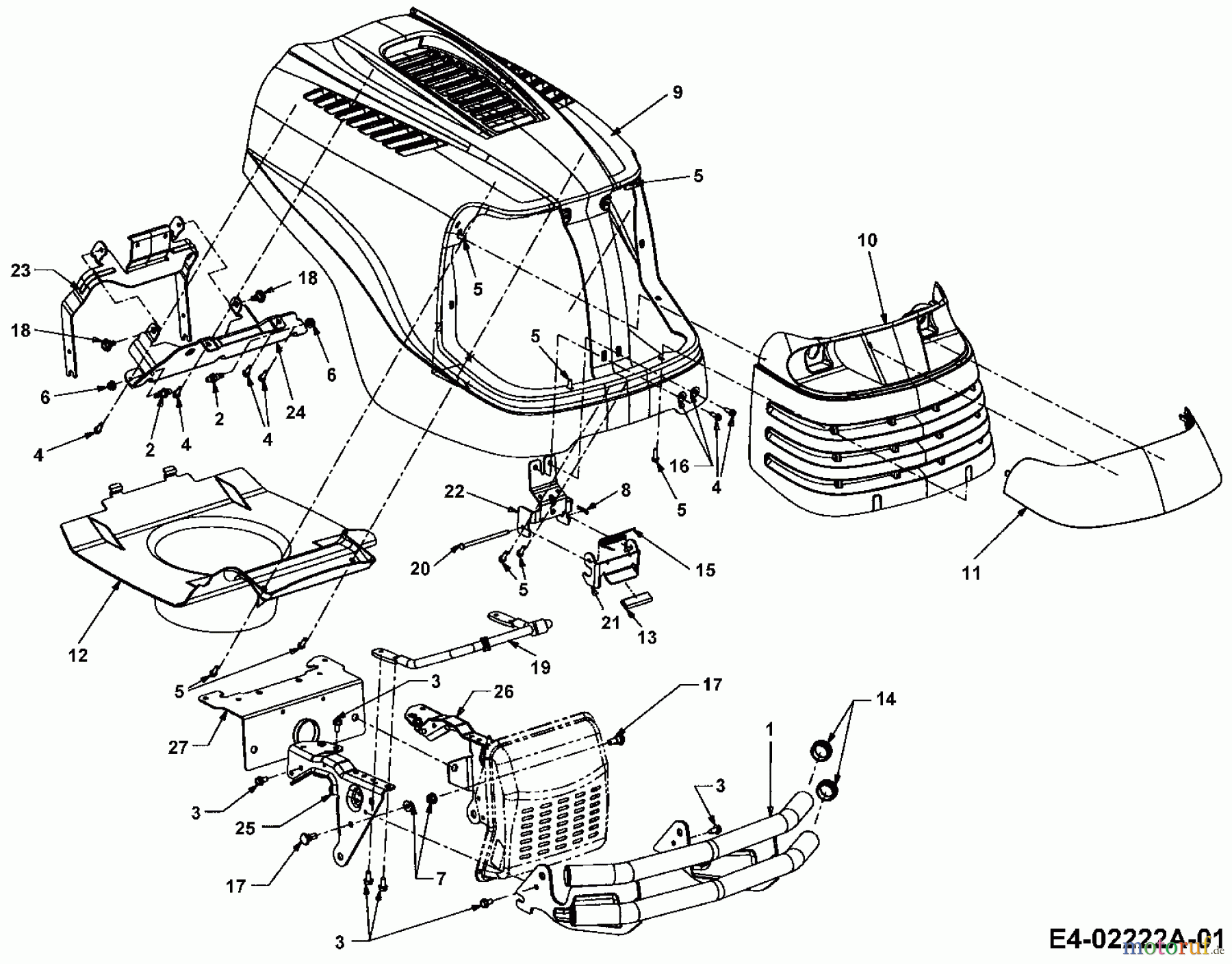  Cub Cadet Garden tractors GT 1223 14AP13CP603  (2005) Engine hood C-Style to 02.02.2005