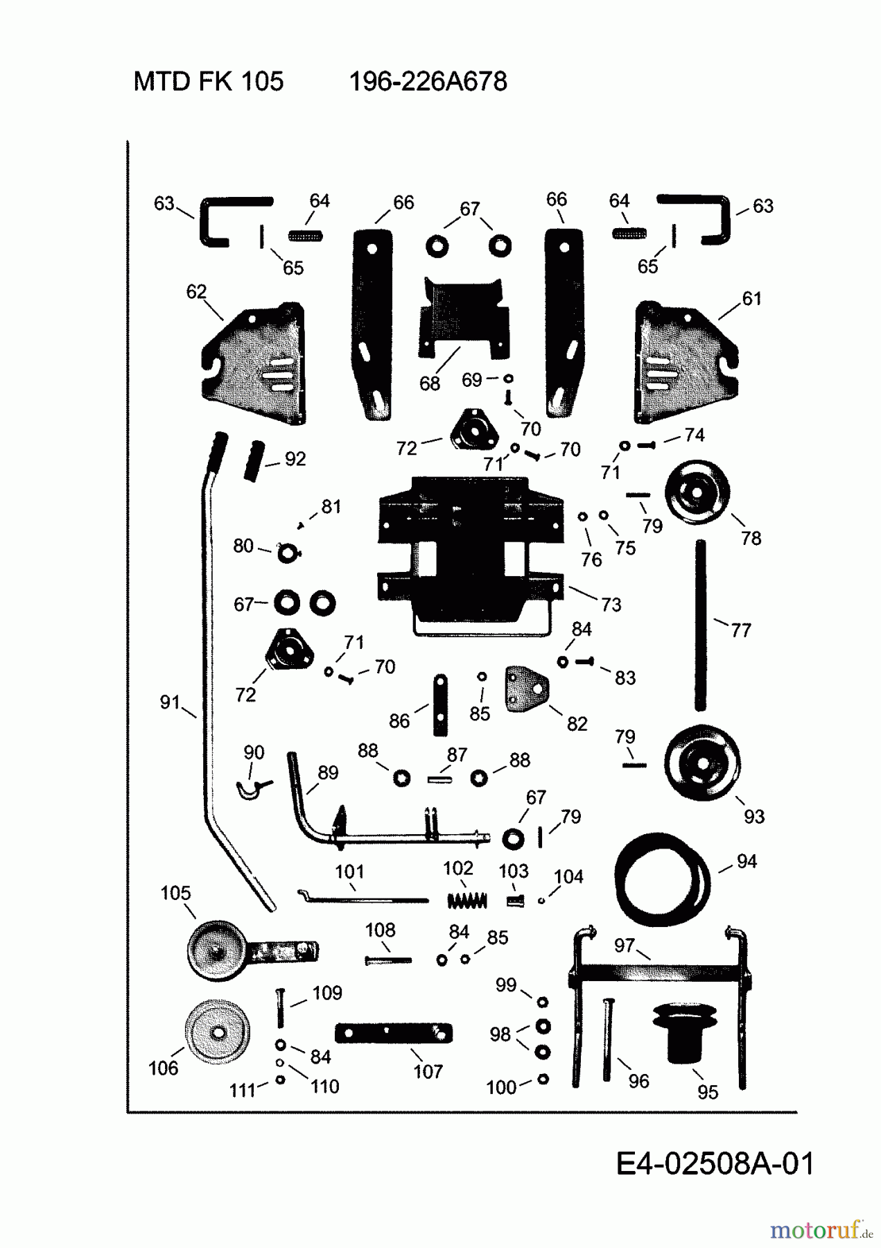  MTD Accessories Accessories garden and lawn tractors Front sweeper FK 105 196-226A678  (2008) Lift system, Wheels