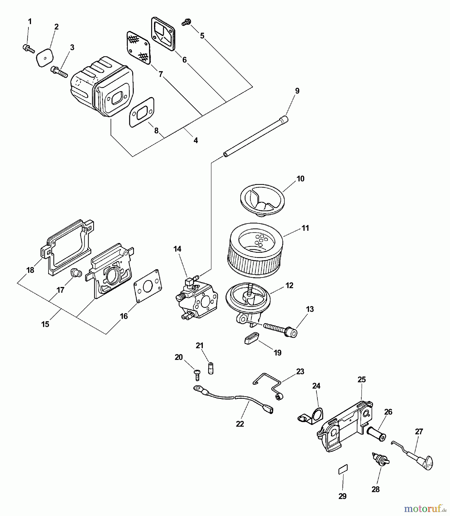  Echo Sägen, Kettensägen CS-4400 - Echo Chainsaw, S/N: 101001 - 999999 (Type 1E) Exhaust, Intake