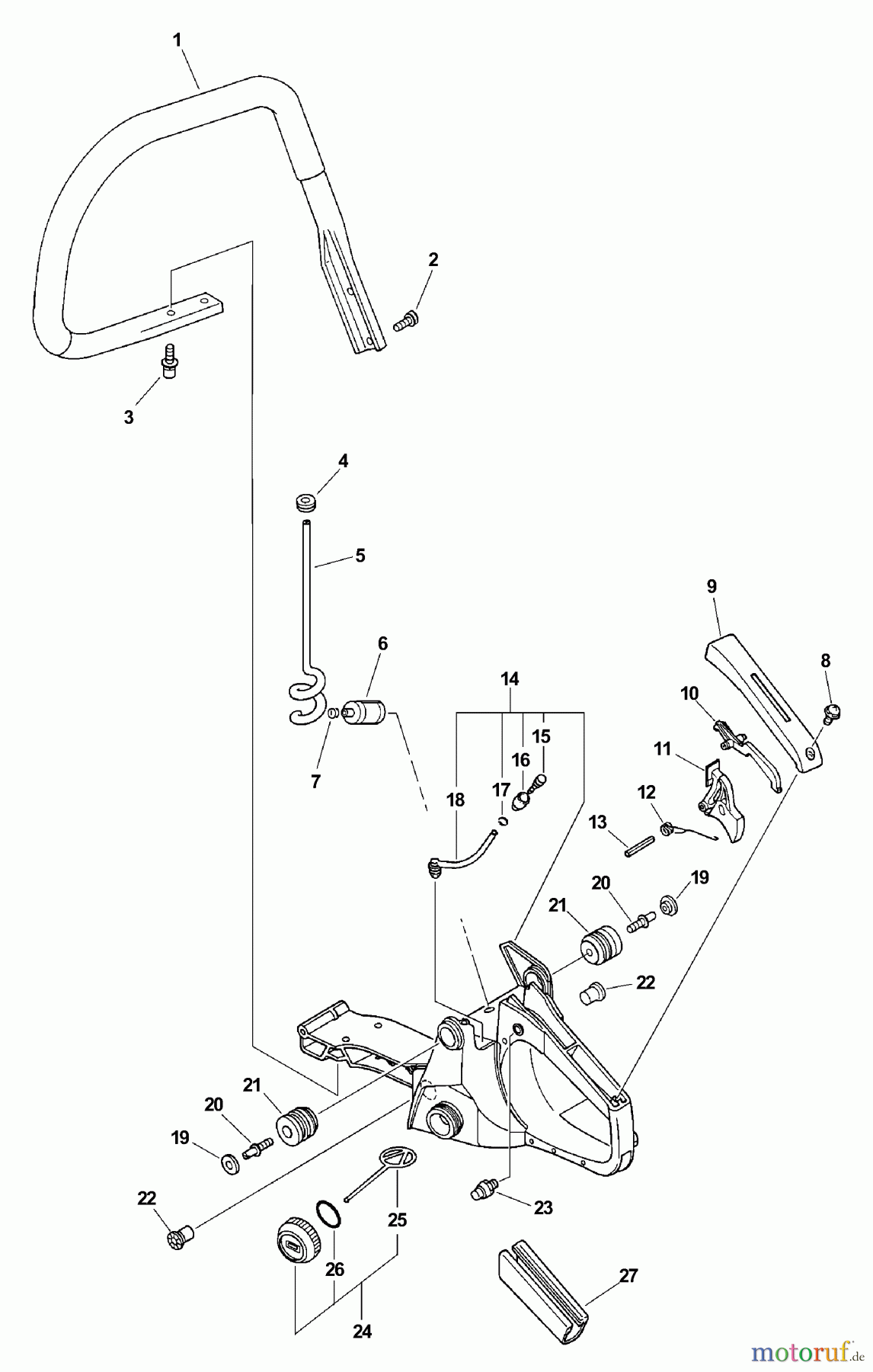  Echo Sägen, Kettensägen CS-4400 - Echo Chainsaw, S/N: 101001 - 999999 (Type 1E) Handle Assembly