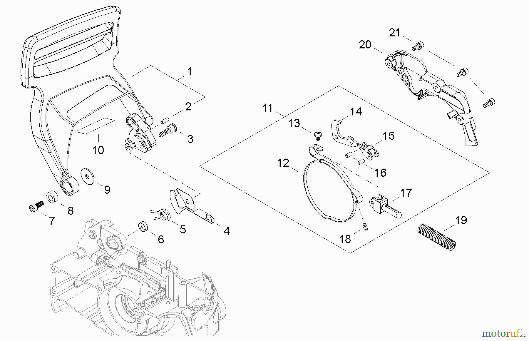  Echo Sägen, Kettensägen CS-500P - Echo Chainsaw, S/N: C19413001001 - C19413999999 Chain Brake