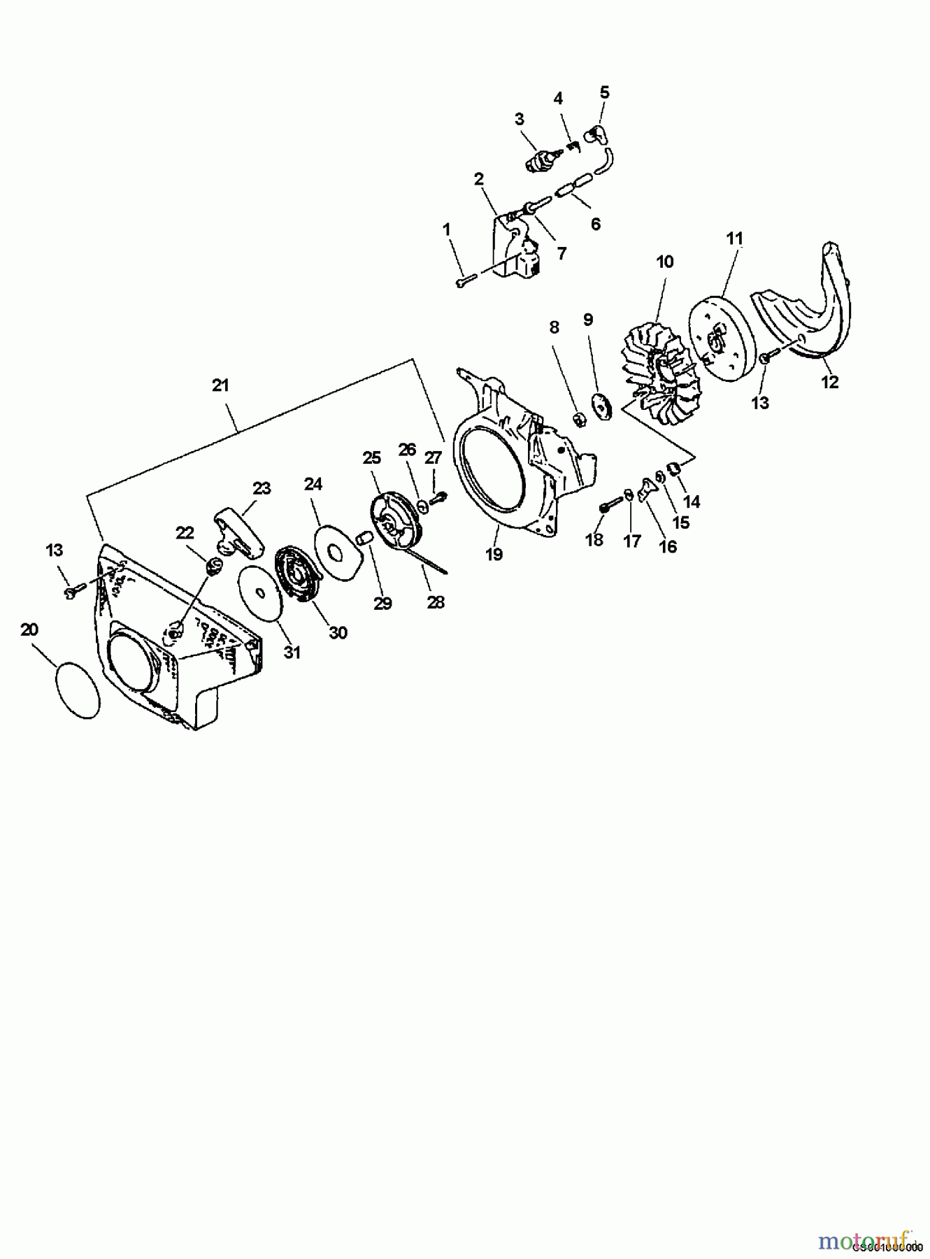  Echo Sägen, Kettensägen CS-8000 - Echo Chainsaw (Type 1E) Ignition, Starter Asy