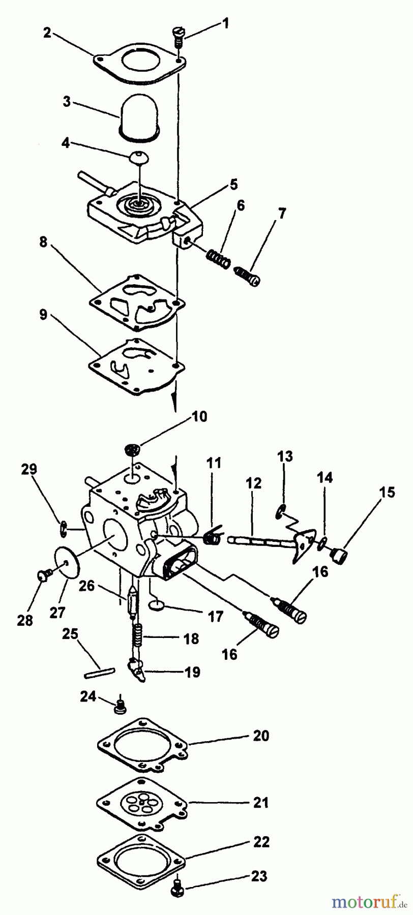  Echo Hochentaster PP-1250 - Echo Pole Saw / Pruner (Type 1E) Carburetor  S/N: 07864 - 99999, S/N: 001001 - 999999 Type 1E