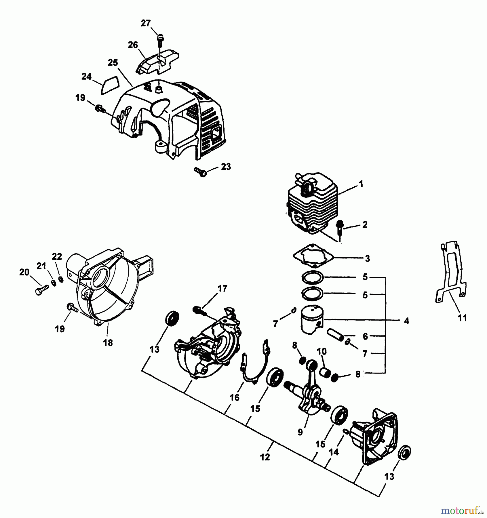  Echo Hochentaster PP-800 - Echo Pole Saw / Pruner (Type 1E) Crankcase, Engine, Engine Cover, Fan Case