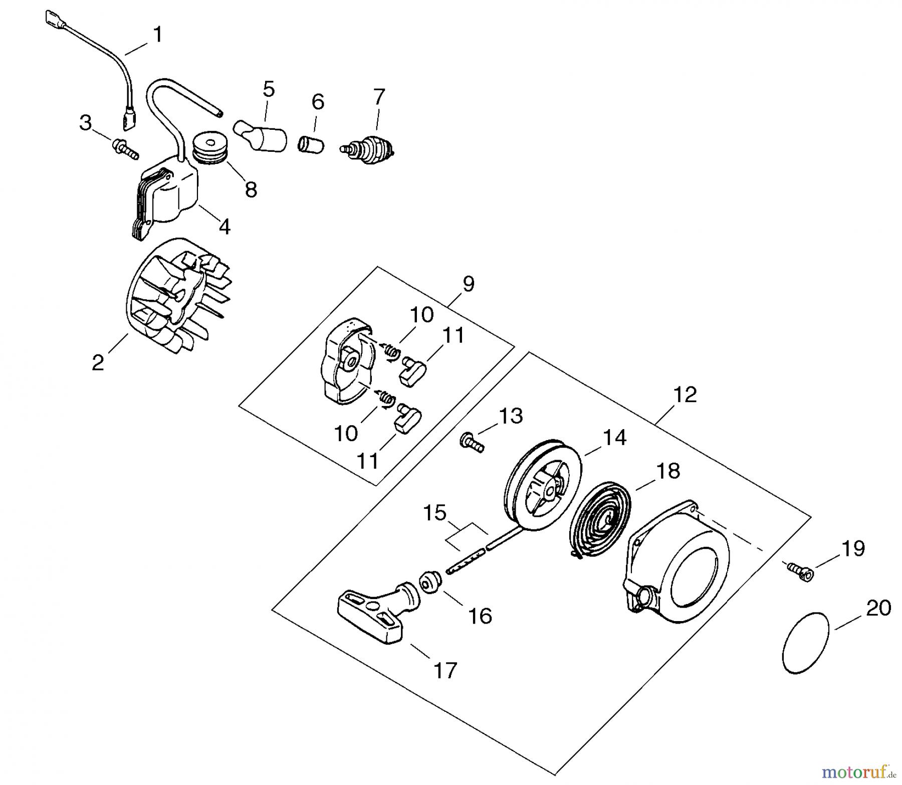  Echo Hochentaster PPT-2400 - Echo Pole Saw / Pruner (Type 1E), S/N: E14220001001 - E14220999999 Flywheel, Ignition, Starter