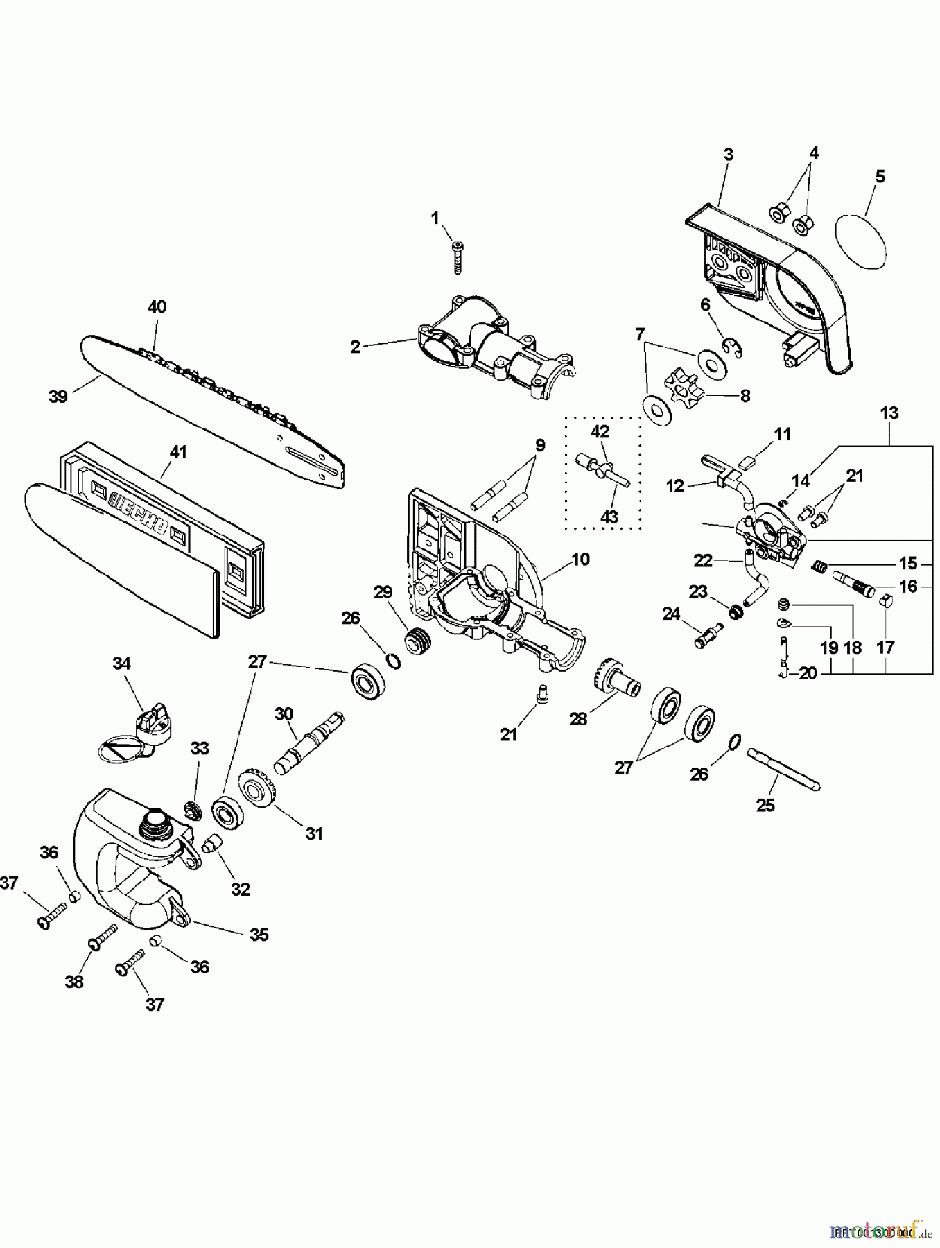  Echo Hochentaster PPT-261 - Echo Pole Saw / Pruner, S/N: 02001001-02999999 Gear Case, Auto-Oiler, Guide Bar, Chain