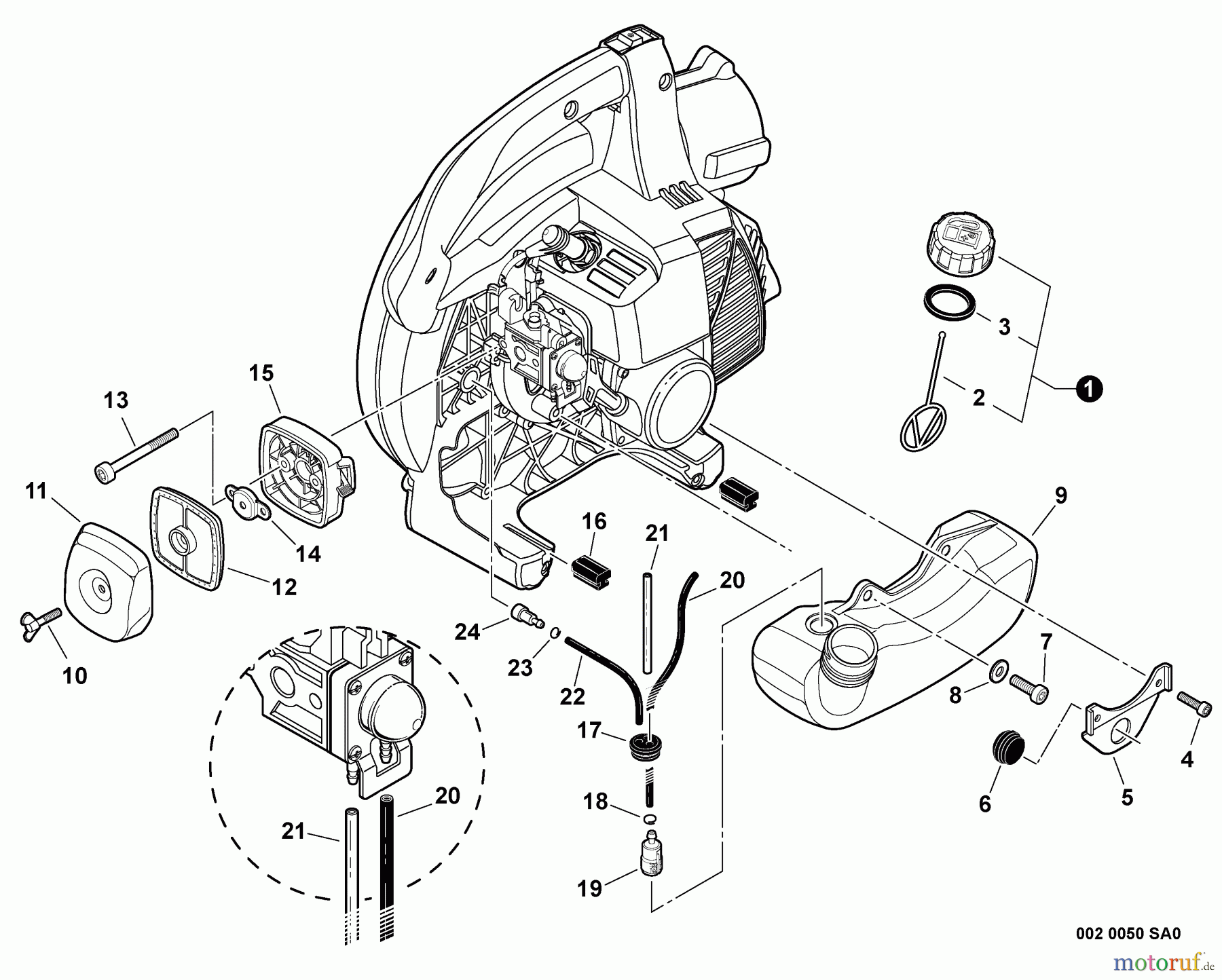  Echo Bläser / Sauger / Häcksler / Mulchgeräte	 PB-252  S/N: P35720001001 - P35720999999 Fuel System