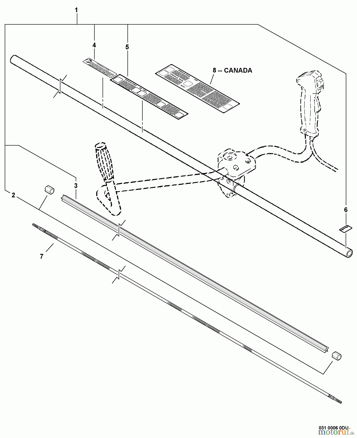  Echo Trimmer, Faden / Bürste SRM-210U - Echo String Trimmer/Brush Cutter, S/N:08001001 - 08999999 Main Pipe Assembly, Driveshaft