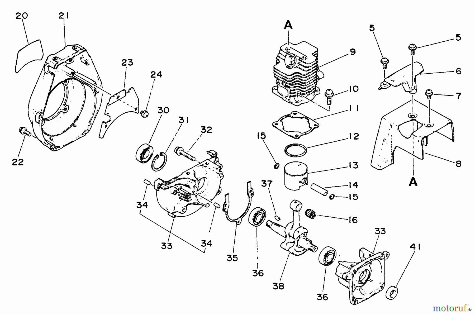  Echo Trimmer, Faden / Bürste SRM-2200 - Echo String Trimmer Engine, Crankcase, Fan Housing, Cover