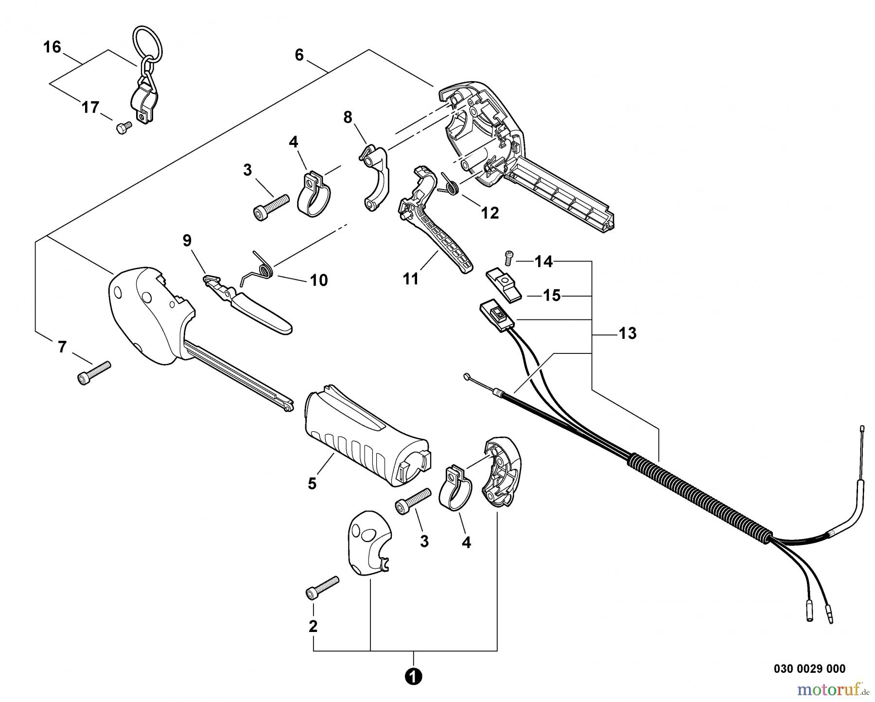  Echo Trimmer, Faden / Bürste PAS-265 - Echo Power Unit, S/N: S82913001001 - S82913999999 Control Handle, Control Cable Assembly