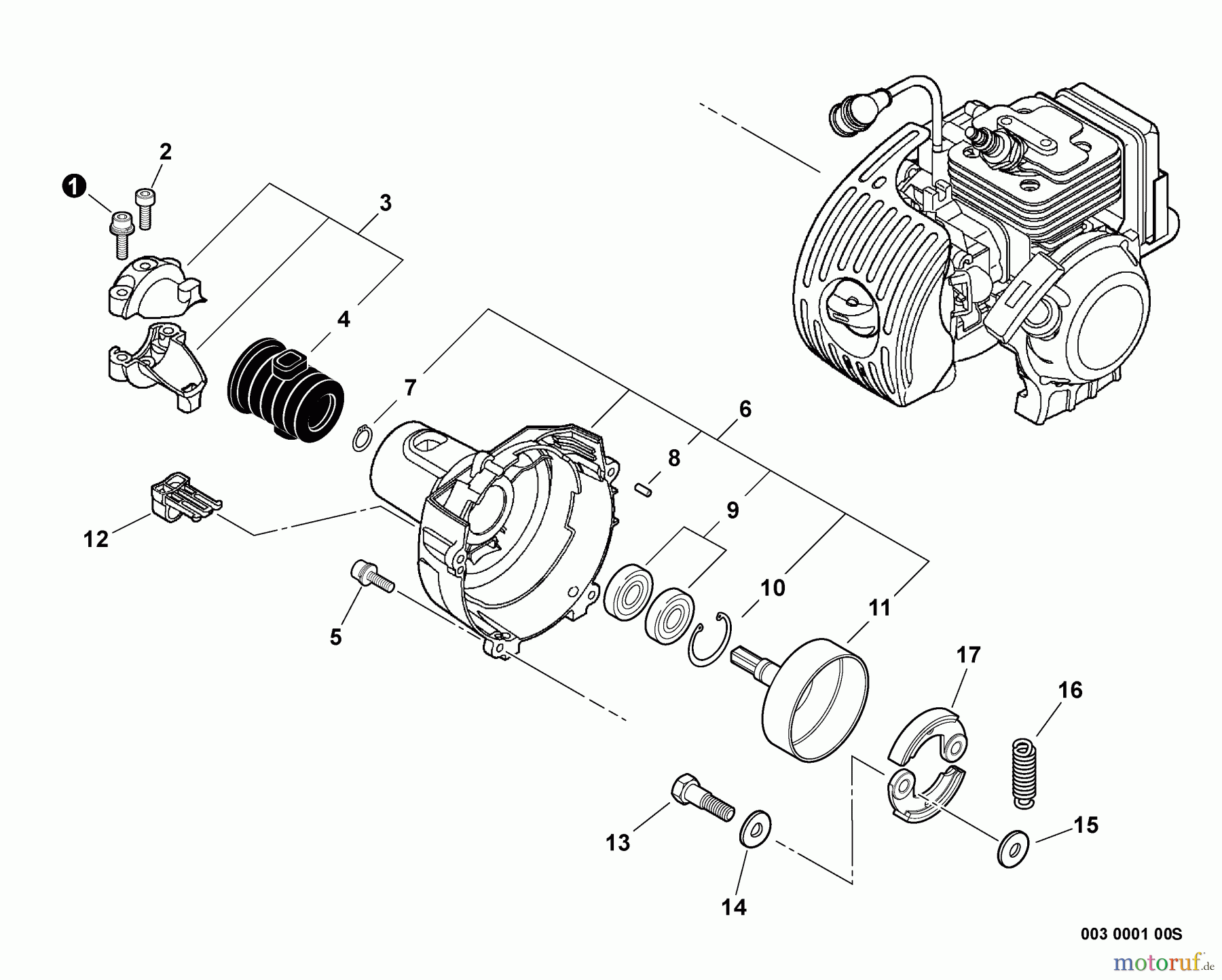  Echo Trimmer, Faden / Bürste SRM-266S - Echo String Trimmer, S/N: T42312001001 - T42312999999 Clutch, Fan Case