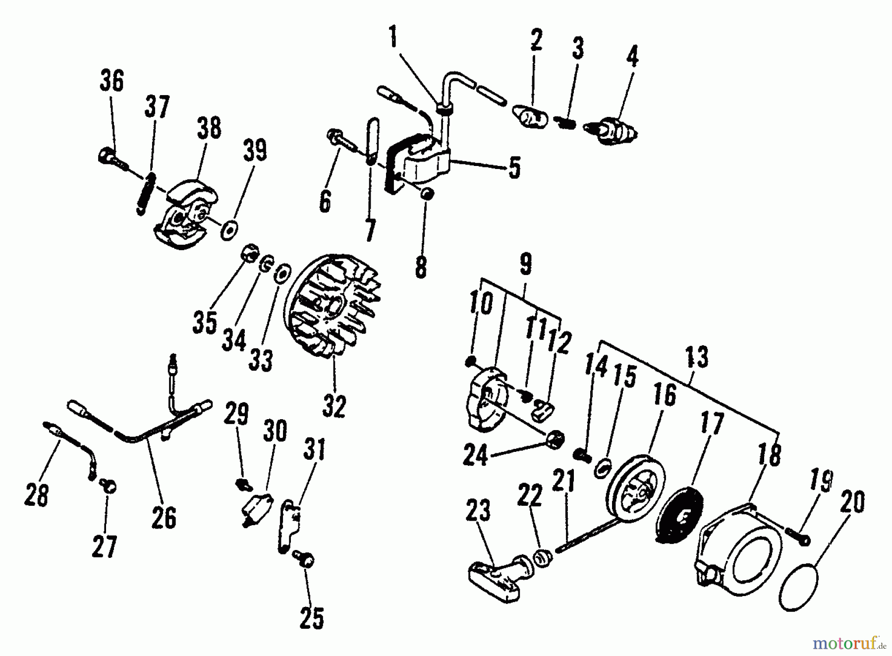  Echo Trimmer, Faden / Bürste SRM-3000 - Echo String Trimmer, S/N:034001 - 037500 Clutch, Ignition, Starter