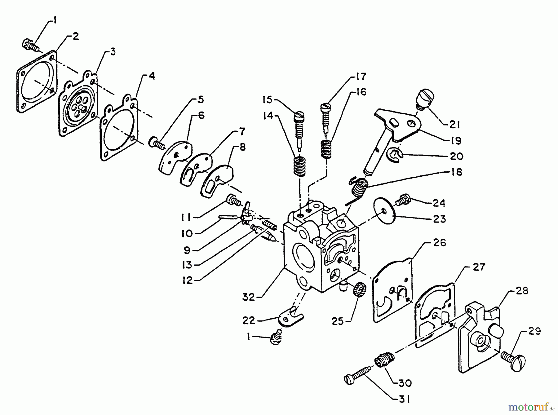  Echo Bläser / Sauger / Häcksler / Mulchgeräte	 PB-400E - Echo Back Pack Blower, S/N 128096 - 249241 Carburetor  S/N: 001001 - 227591