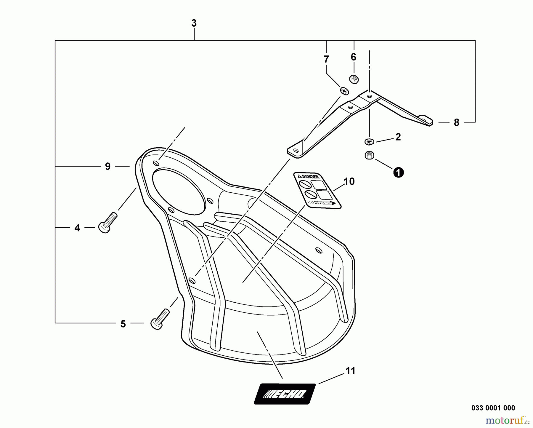  Echo Trimmer, Faden / Bürste SRM-311 - Echo String Trimmer, S/N:10001001 - 10999999 Debris Shield - Metal