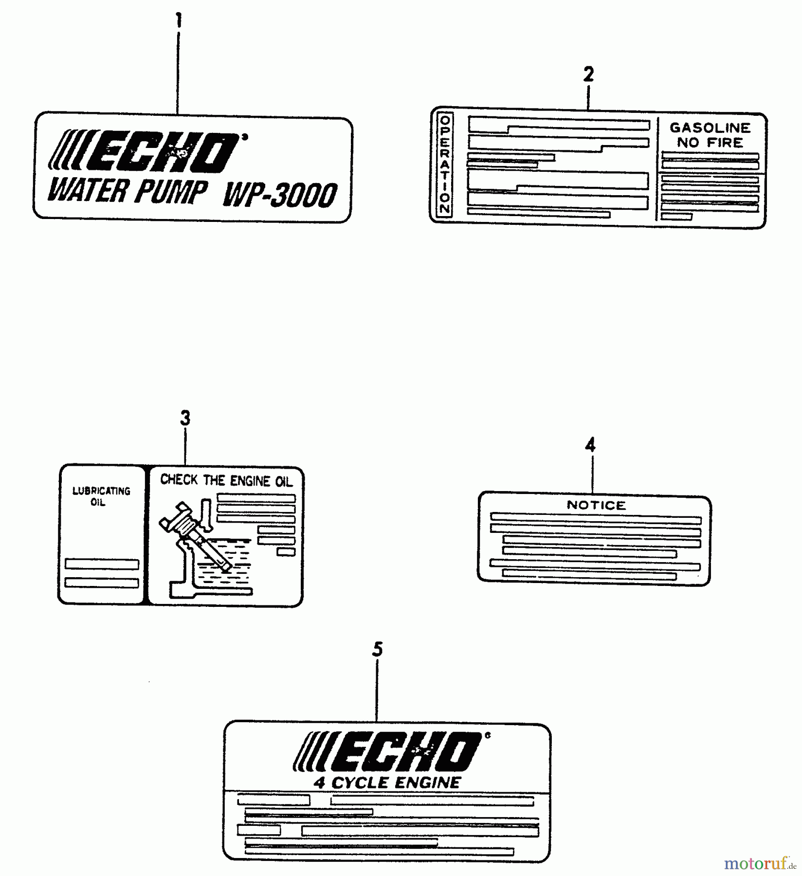  Echo Wasserpumpen WP-3000 - Echo Water Pump, S/N: F0000 - F7298 LABELS