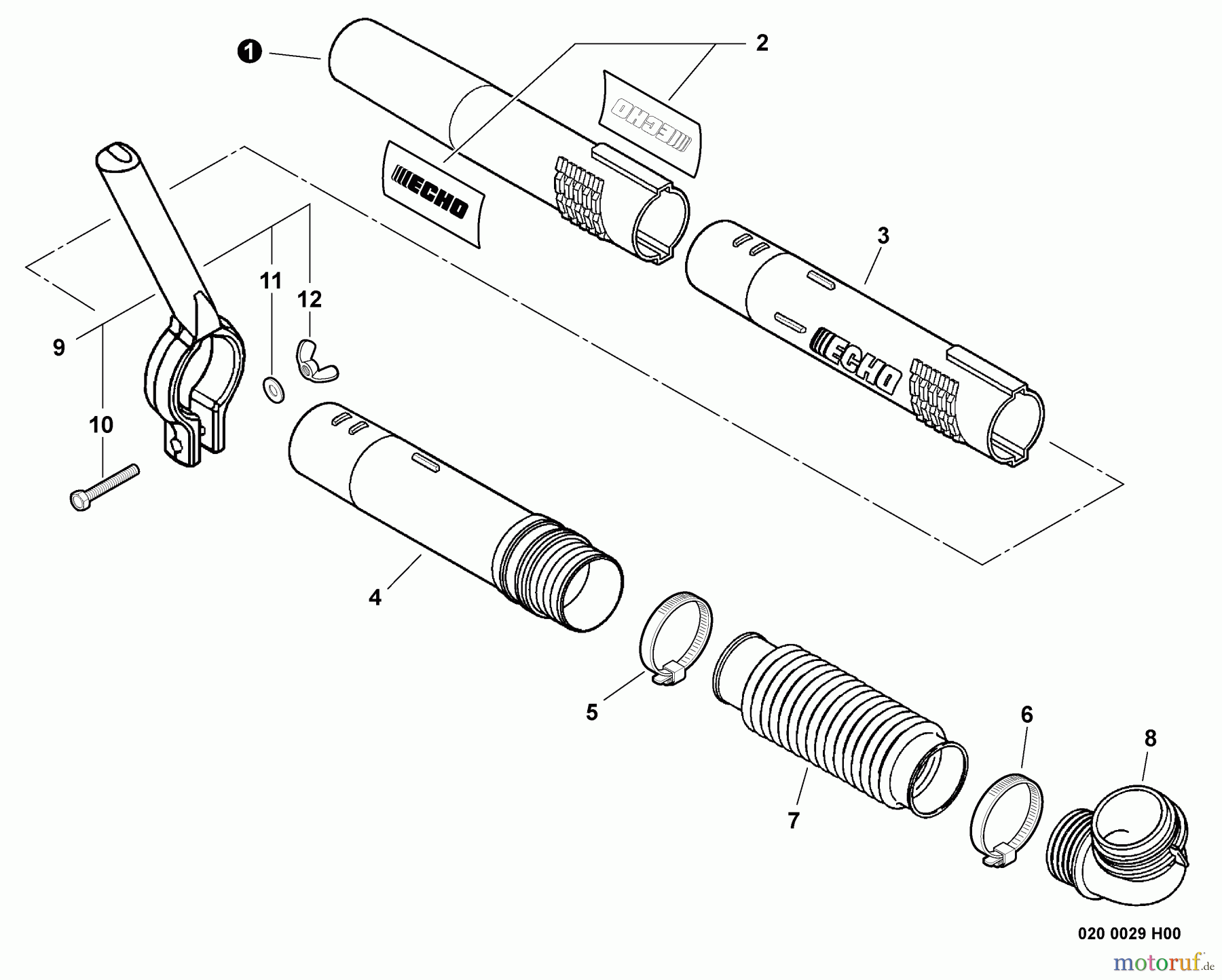  Echo Bläser / Sauger / Häcksler / Mulchgeräte	 PB-751H - Echo Back Pack Blower, S/N: 06001001 - 06999999 Posi-Loc Blower Tubes