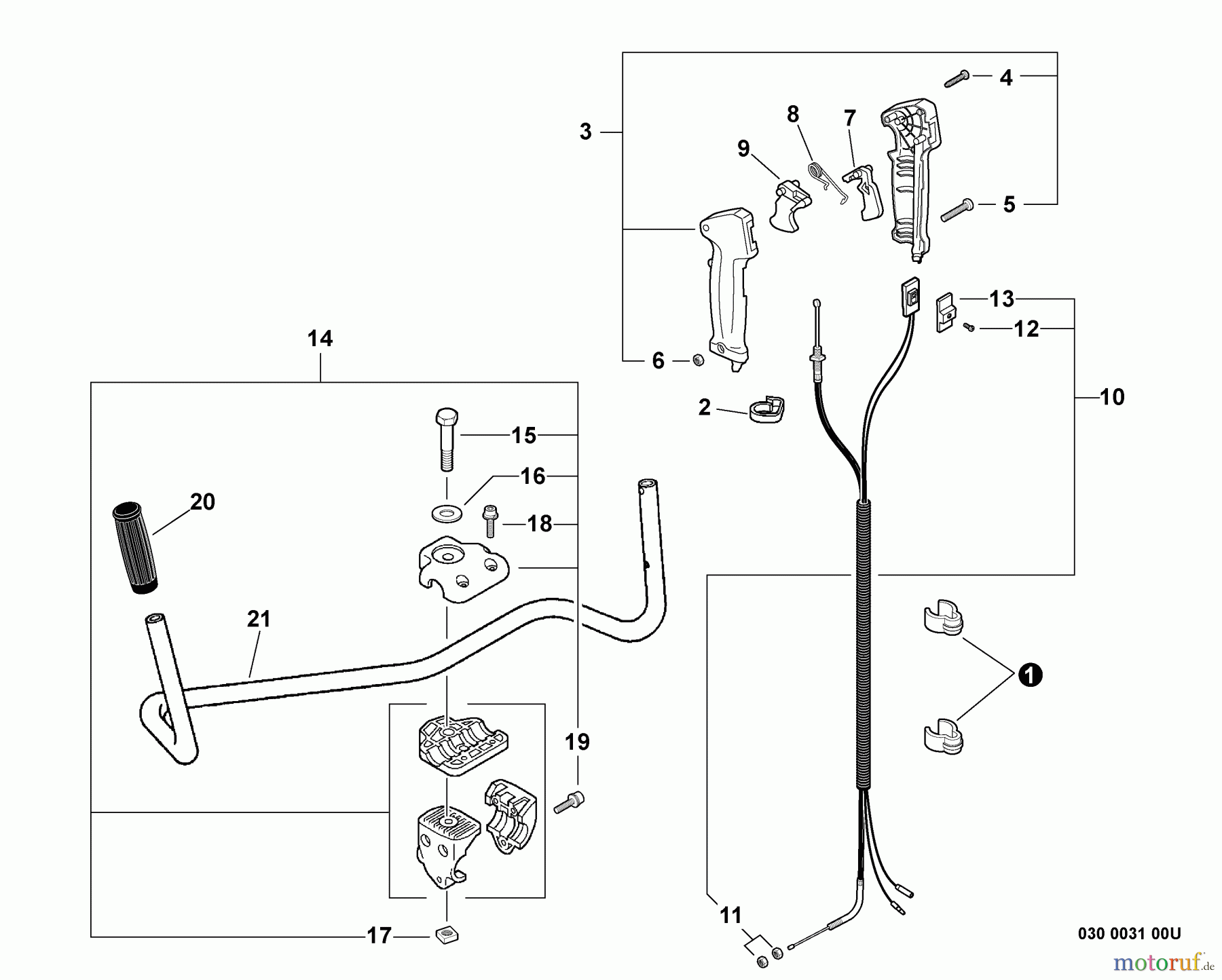  Echo Trimmer, Faden / Bürste SRM-280U - Echo String Trimmer/Brush Cutter, S/N:S82513001001 - S8251399999 Handles, Throttle Control