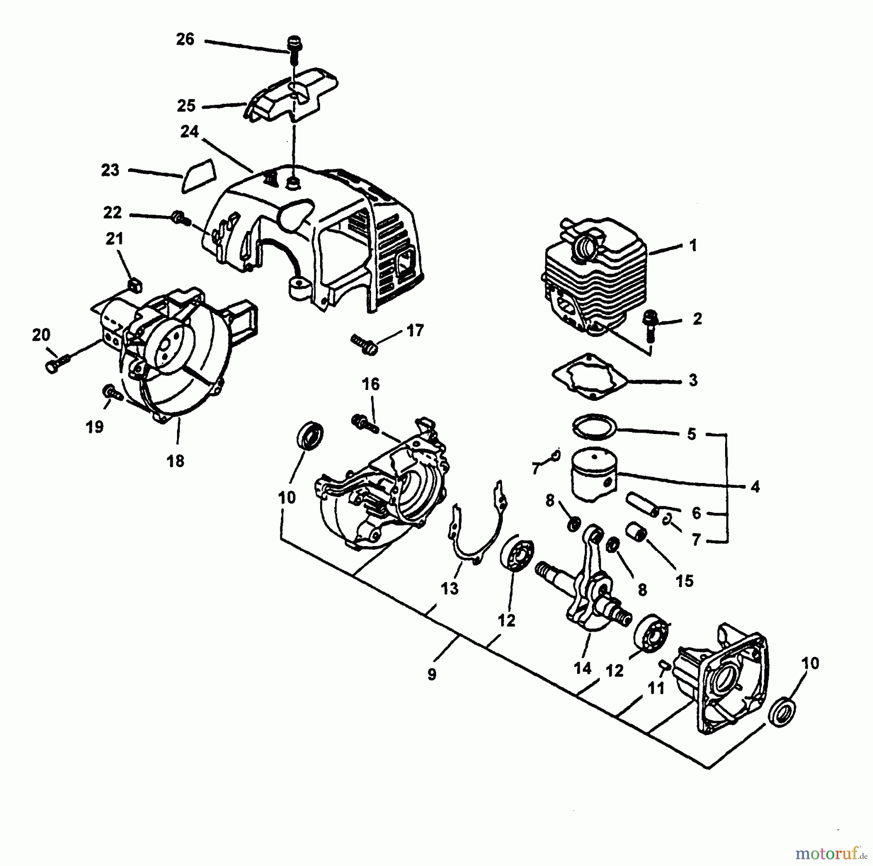  Echo Kantenschneider PE-2000 - Echo Edger (Type 1) Engine, Fan Housing, Cylinder Cover