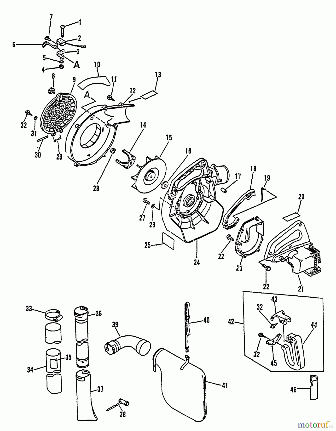  Echo Bläser / Sauger / Häcksler / Mulchgeräte	 ES-2000 - Echo Shredder/Vacuum, S/N: 007942 - 999999 Fan, Housing, Vac, Blwing Pipe, Debr Bag, Hdles, COV, Sfty Swtch, Tool