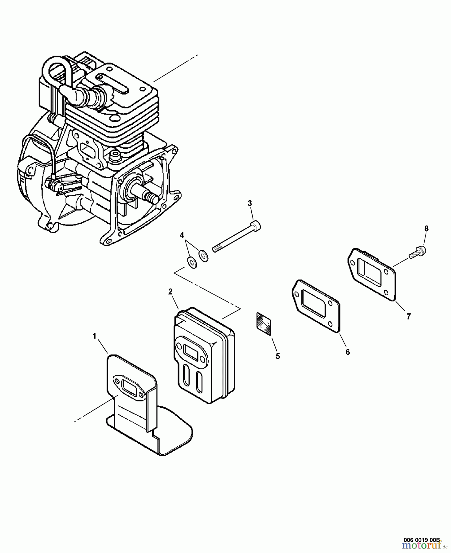  Echo Trimmer, Faden / Bürste PAS-260 - Echo Power Unit, S/N: 03001001 - 03999999 Exhaust