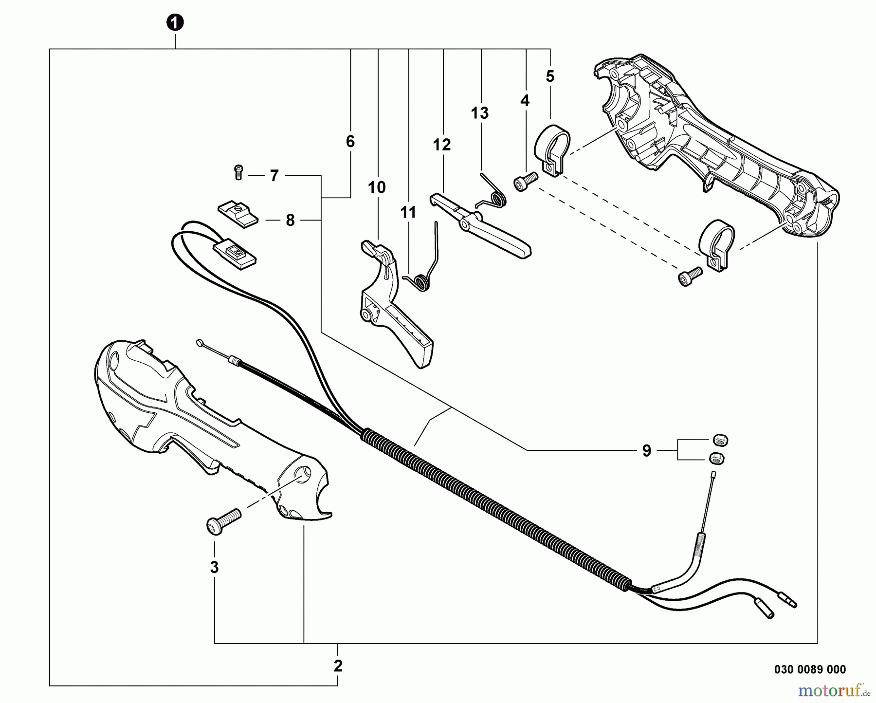  Echo Kantenschneider PE-280 - Echo Edger, S/N: S63012001001 - S63012999999 Control Handle, Control Cable Assembly  S/N: S63012012415 - S63012999999