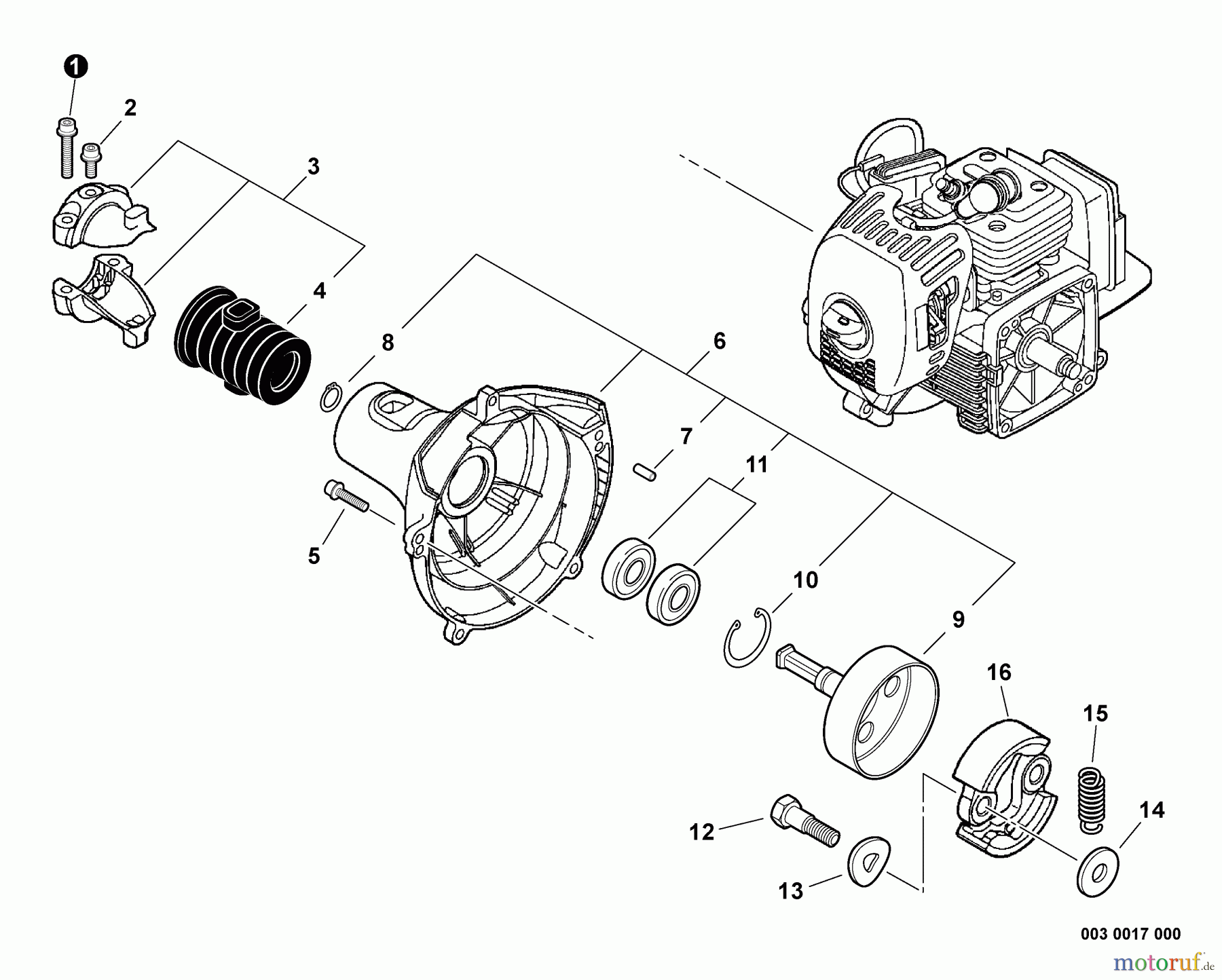  Echo Kantenschneider PE-280 - Echo Edger, S/N: S63111001001 - S63111999999 Fan Case, Clutch