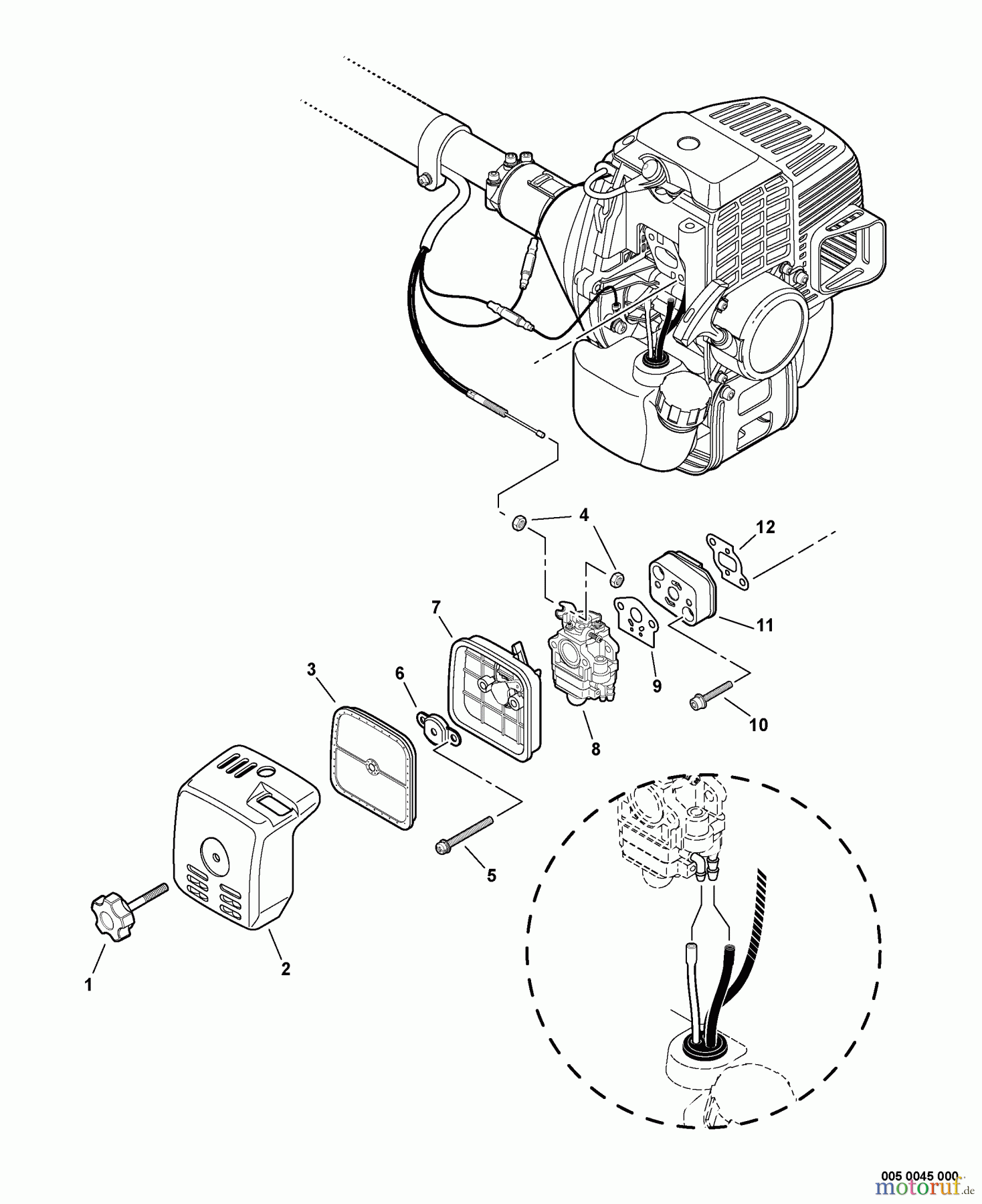  Echo Trimmer, Faden / Bürste SRM-311S - Echo String Trimmer, S/N:S74512001001 - S74512999999 Intake