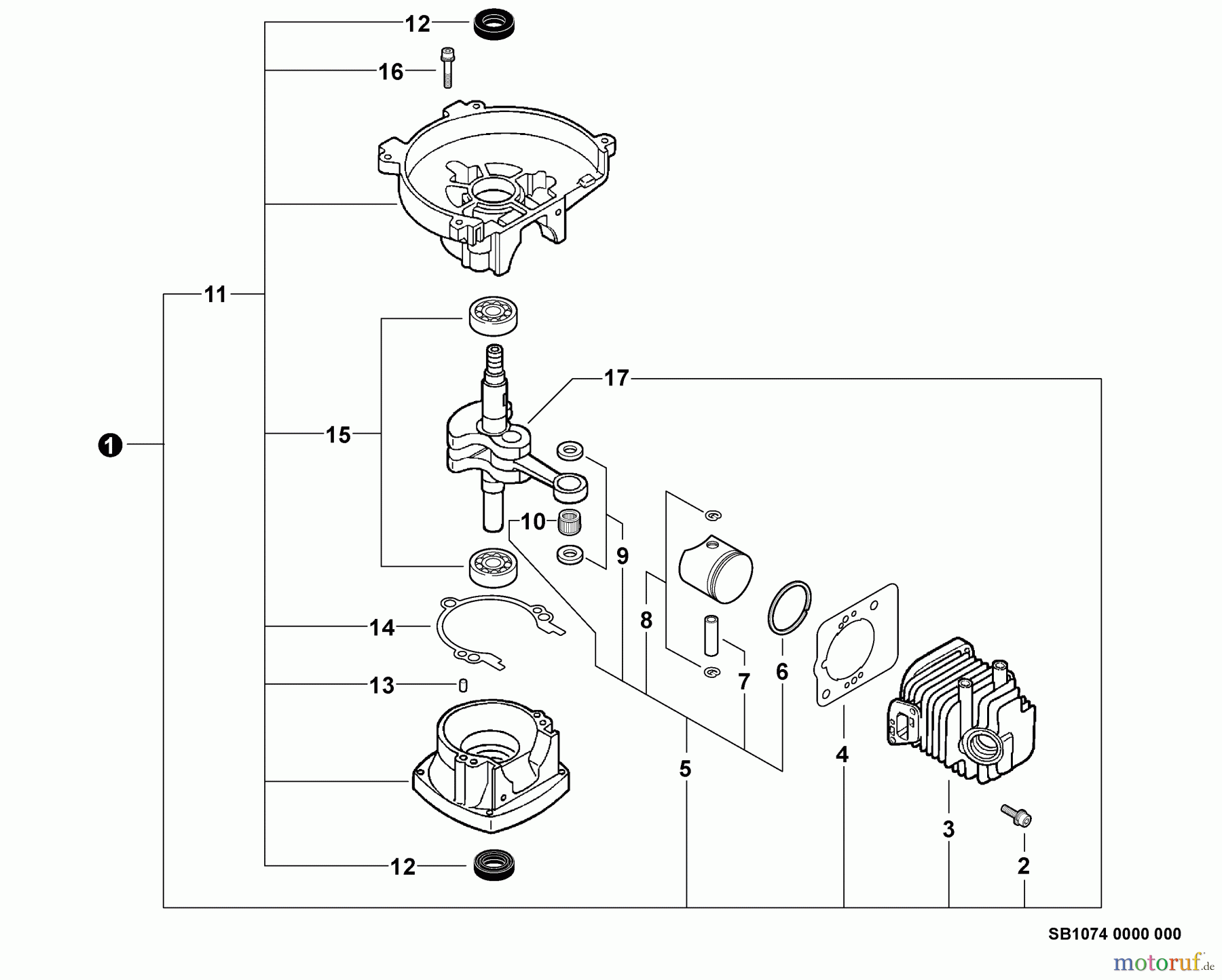  Echo Heckenscheren HC-150 - Echo Hedge Trimmer, S/N: S83613001001 - S83613999999 Engine, Short Block -- SB1074