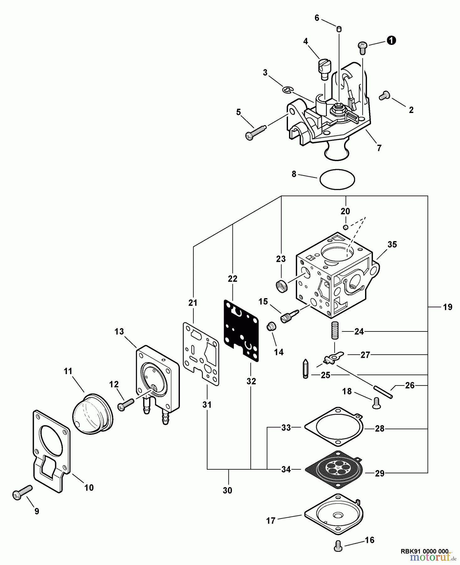  Echo Heckenscheren HC-245 - Echo Hedge Trimmer, S/N: S85113001001 - S85113999999 Carburetor -- RB-K91  S/N: S85113001001 - S85113001044