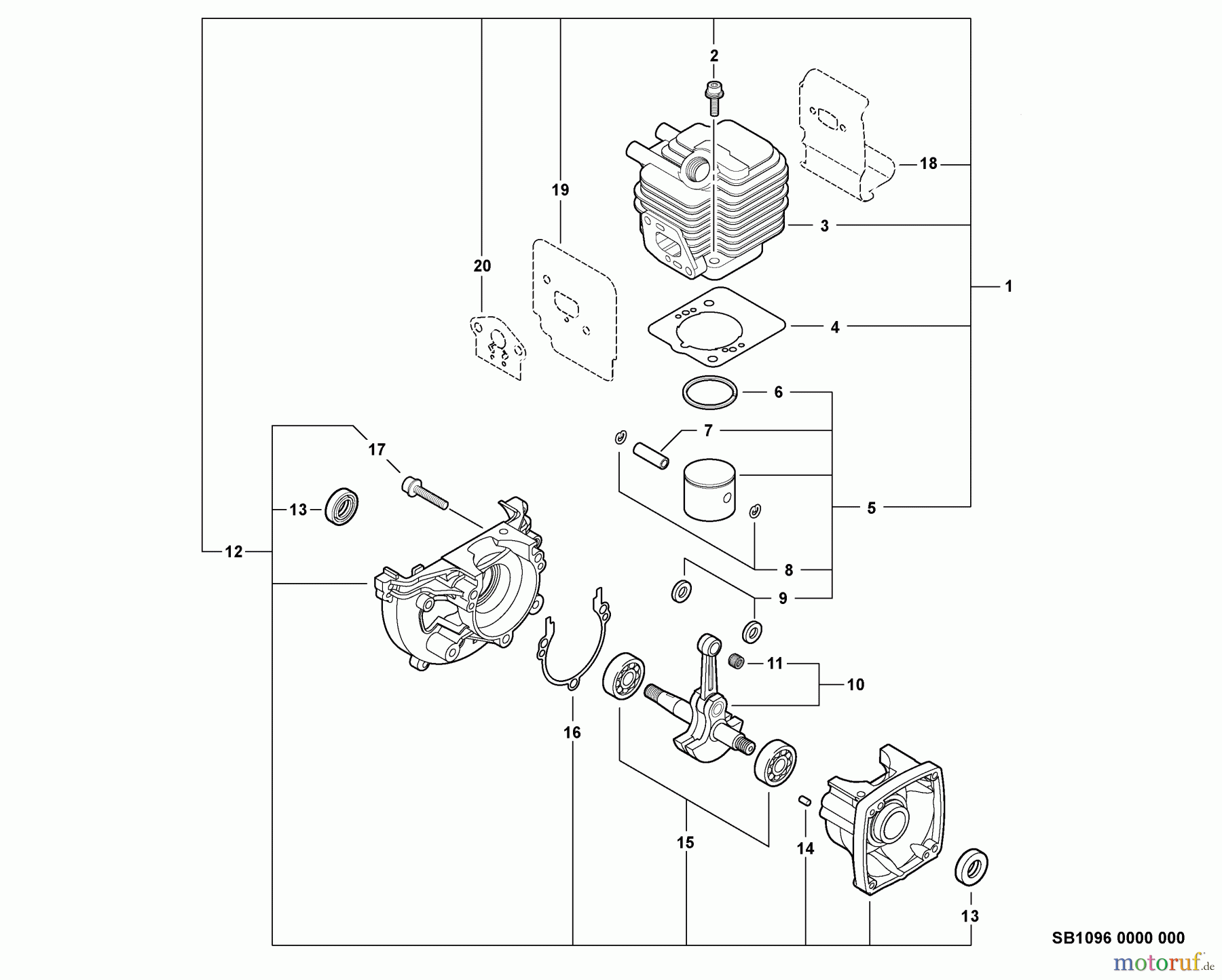  Echo Kantenschneider PE-225 - Echo Edger, S/N: S78813001001 - S78813999999 Engine, Short Block -- SB1096