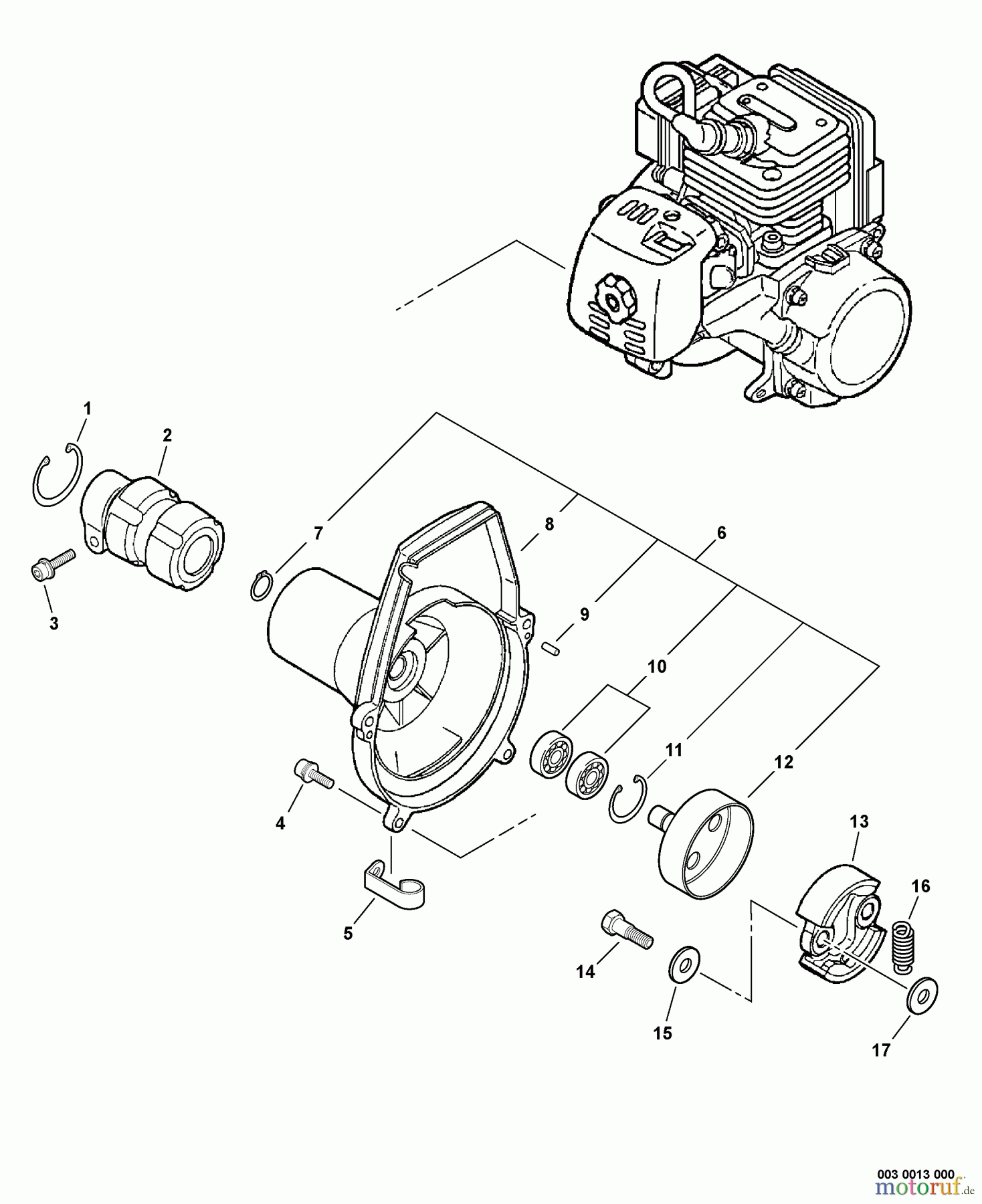  Echo Heckenscheren HCA-260 - Echo Hedge Trimmer, S/N: 05001001 - 05999999 Fan Case, Clutch