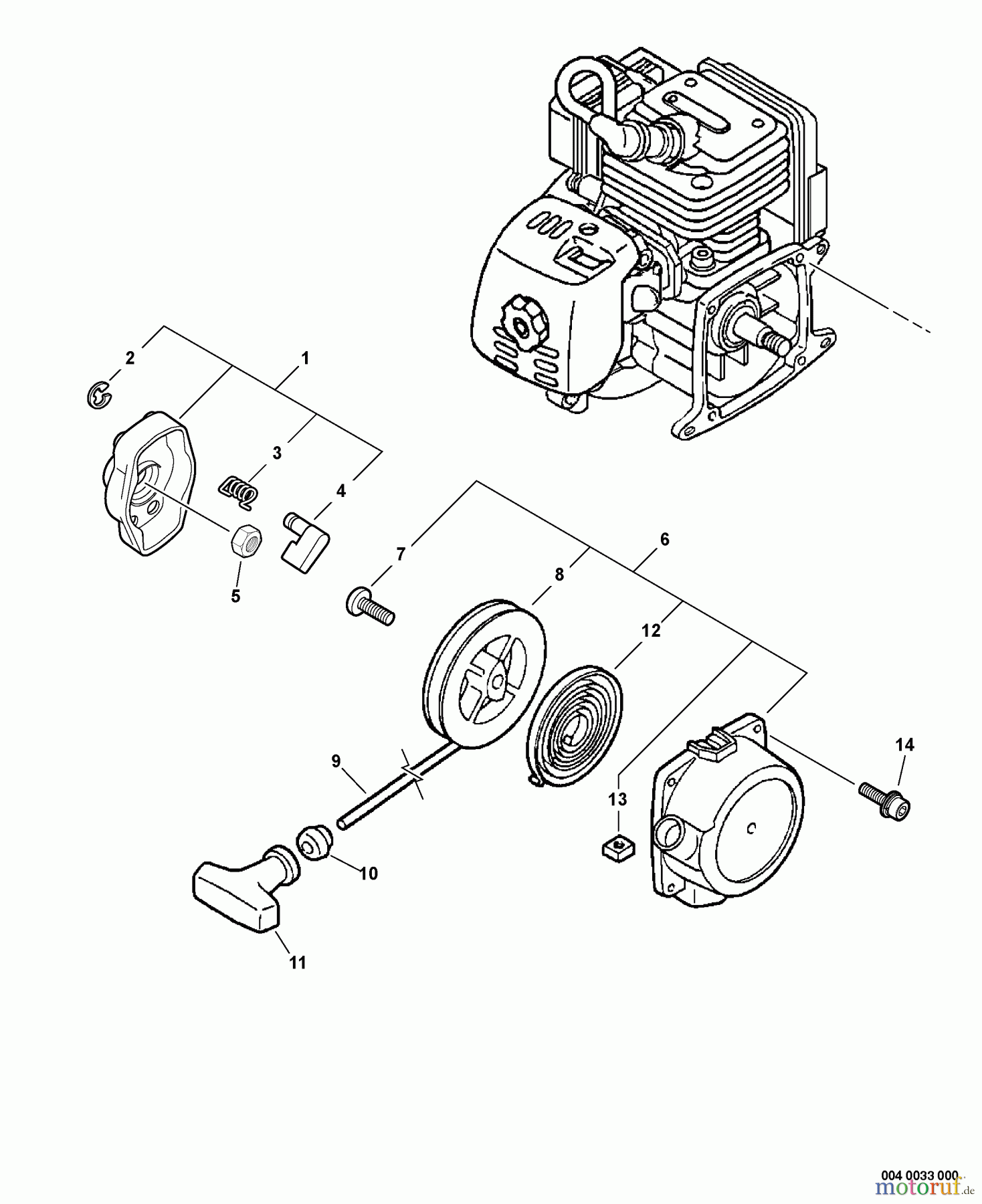  Echo Trimmer, Faden / Bürste PAS-260 - Echo Power Unit, S/N: 03001001 - 03999999 Starter -- Standard