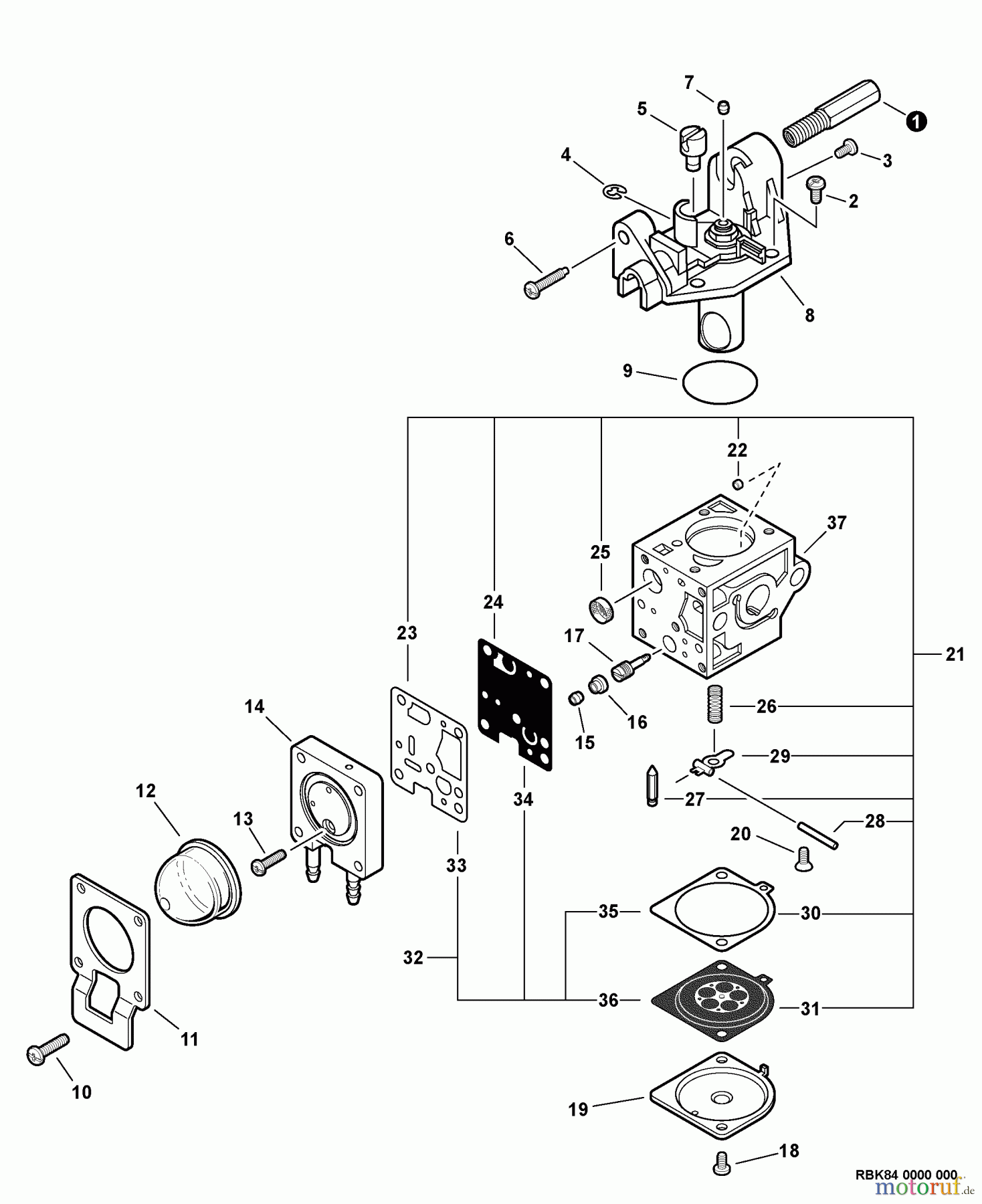  Echo Trimmer, Faden / Bürste SRM-265S - Echo String Trimmer, S/N:S79712001001 - S79712999999 Carburetor -- RB-K84