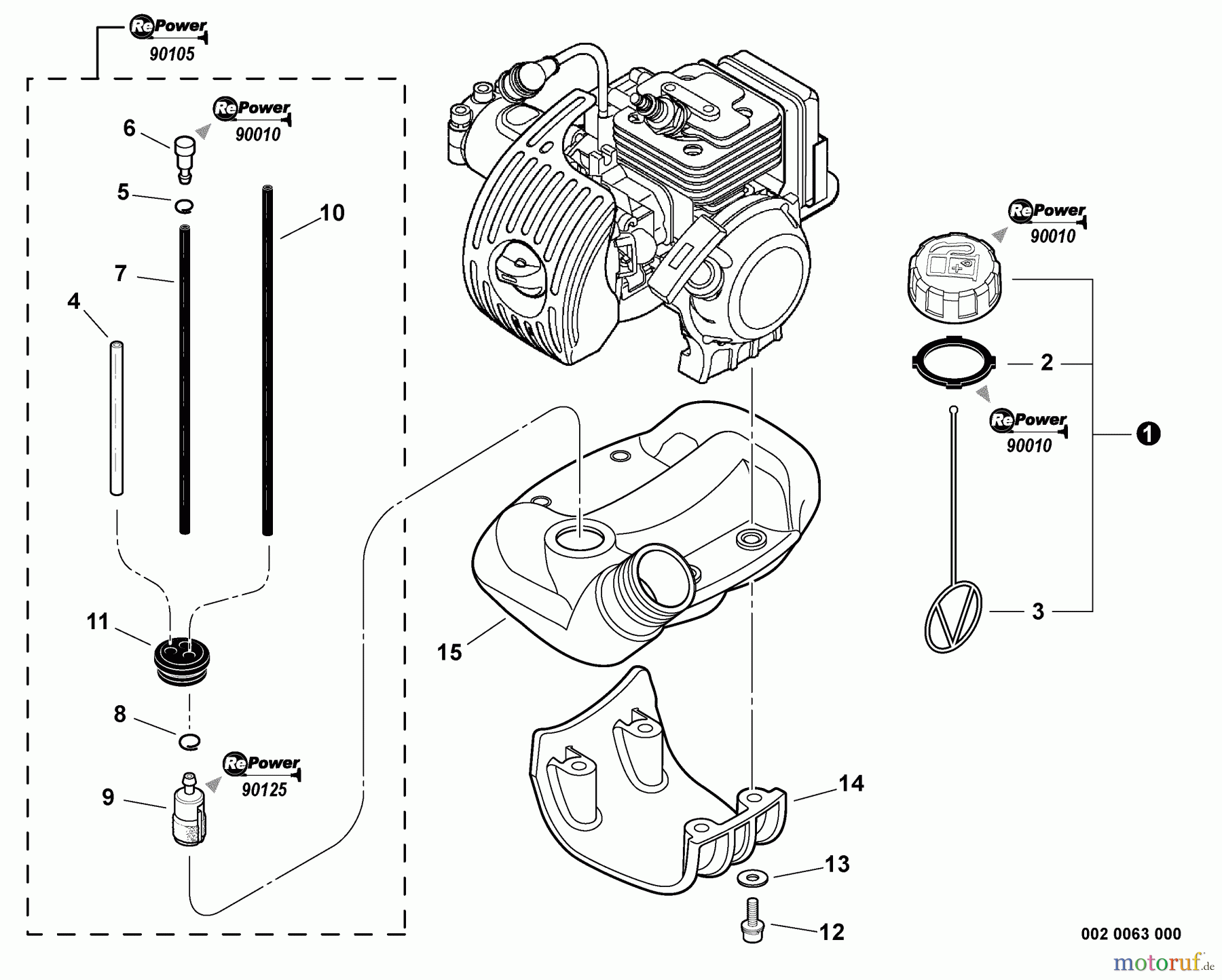  Echo Trimmer, Faden / Bürste SRM-266T - Echo String Trimmer, S/N: T42512001004 - T425121000002 Fuel System  S/N: T42512001001 - T42512014681