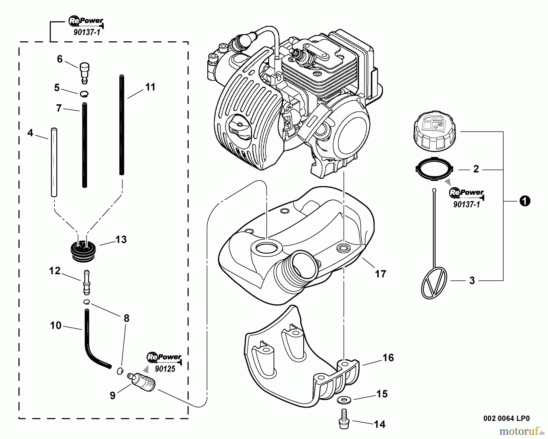  Echo Trimmer, Faden / Bürste PAS-266 - Echo Power Unit,  Fuel System  S/N: T44312009221 - T44312999999