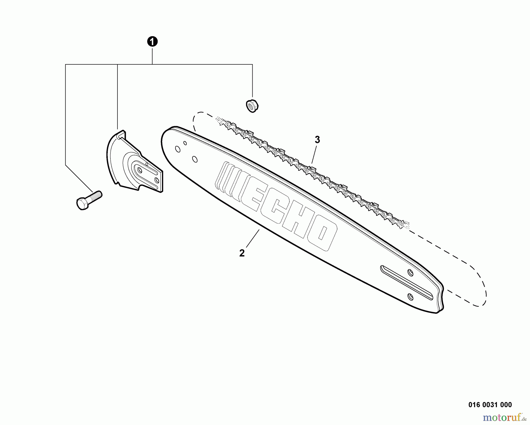  Echo Sägen, Kettensägen CS-271T  S/N: C26411001001 - C26411999999 Guide Bar, Saw Chain, Kick Guard