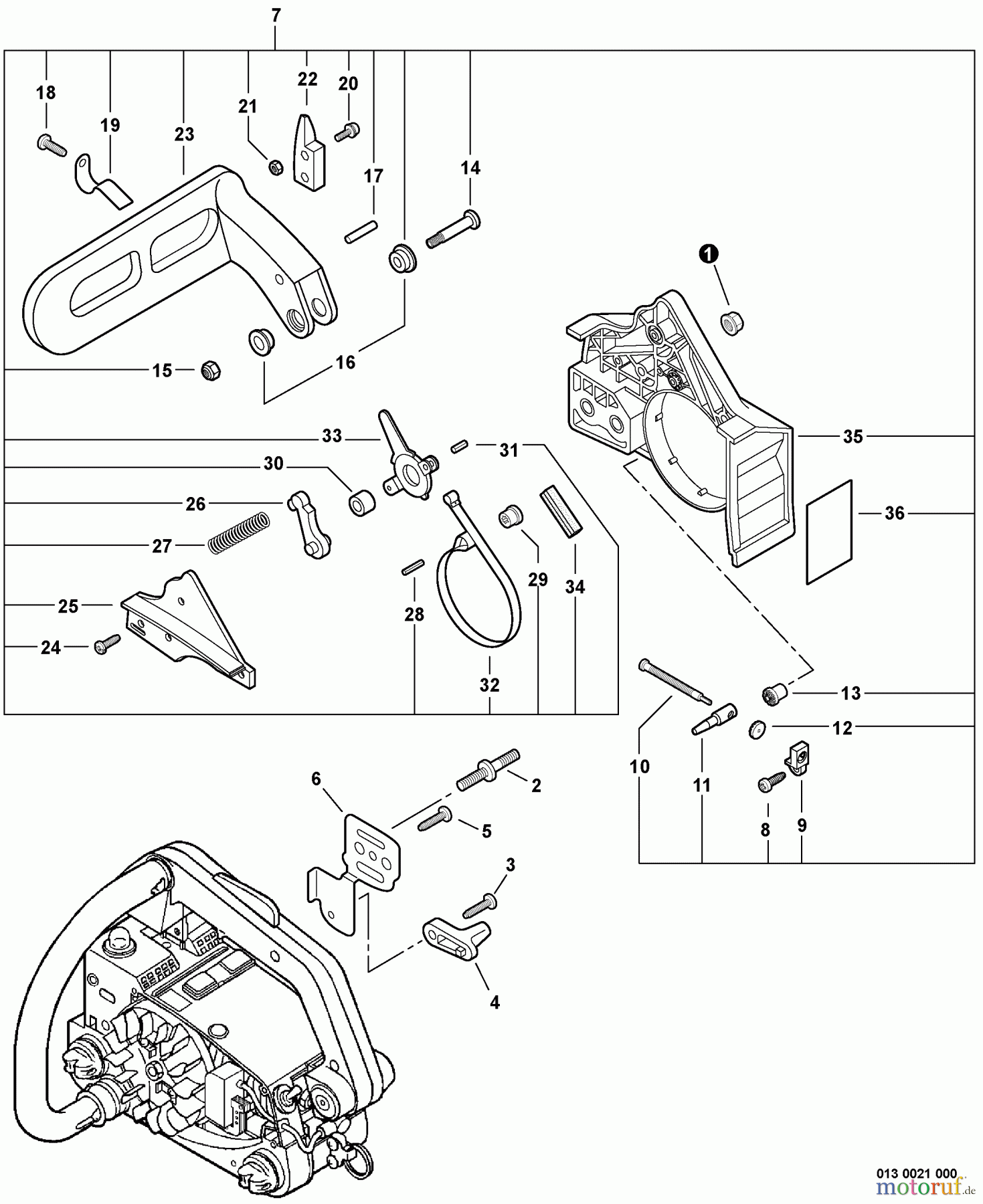  Echo Sägen, Kettensägen CS-303T - Echo Chainsaw, S/N: C26213001001 - C26213999999 Chain Brake