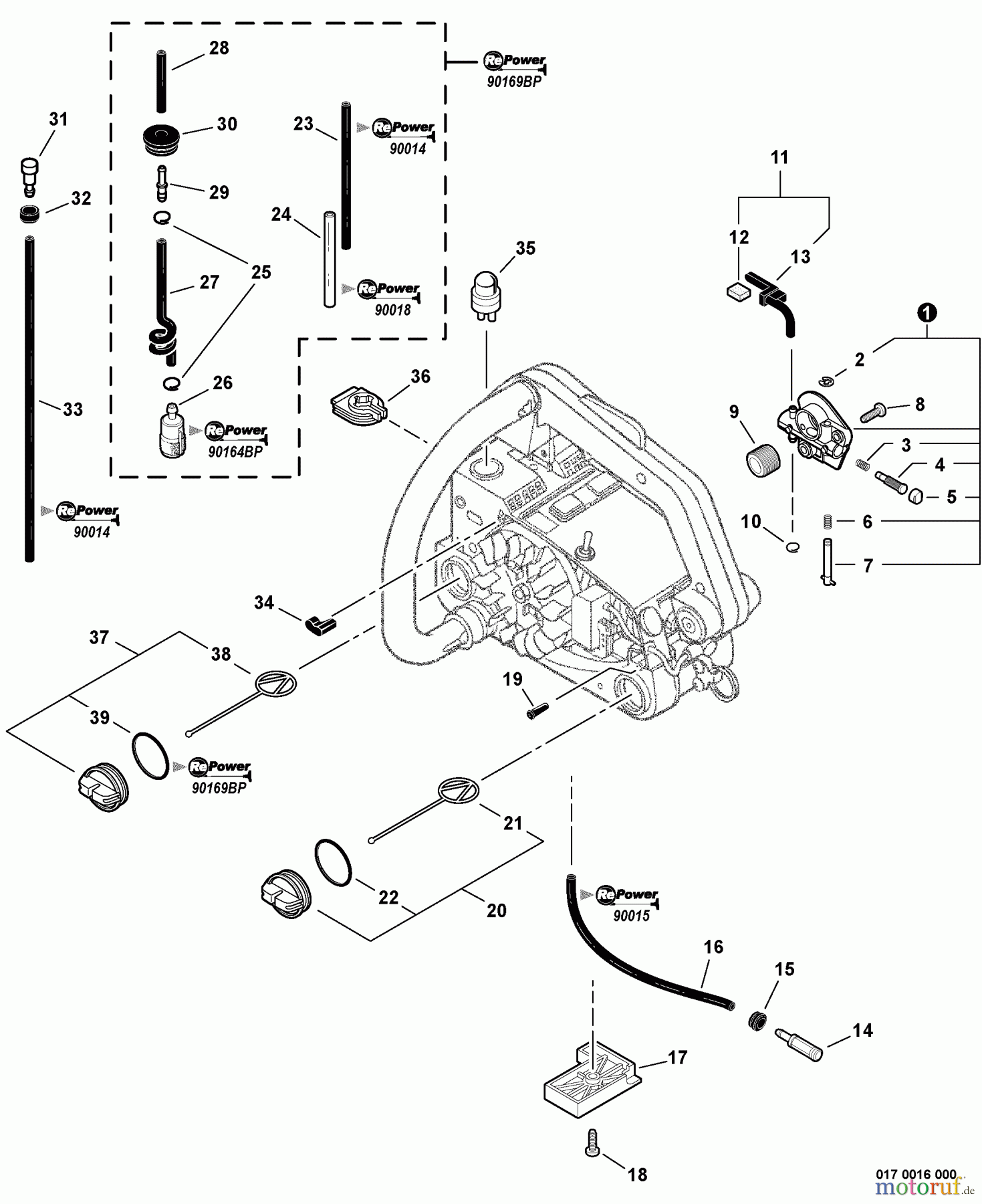  Echo Sägen, Kettensägen CS-303T - Echo Chainsaw, S/N: C26213001001 - C26213999999 Fuel System, Auto Oiler