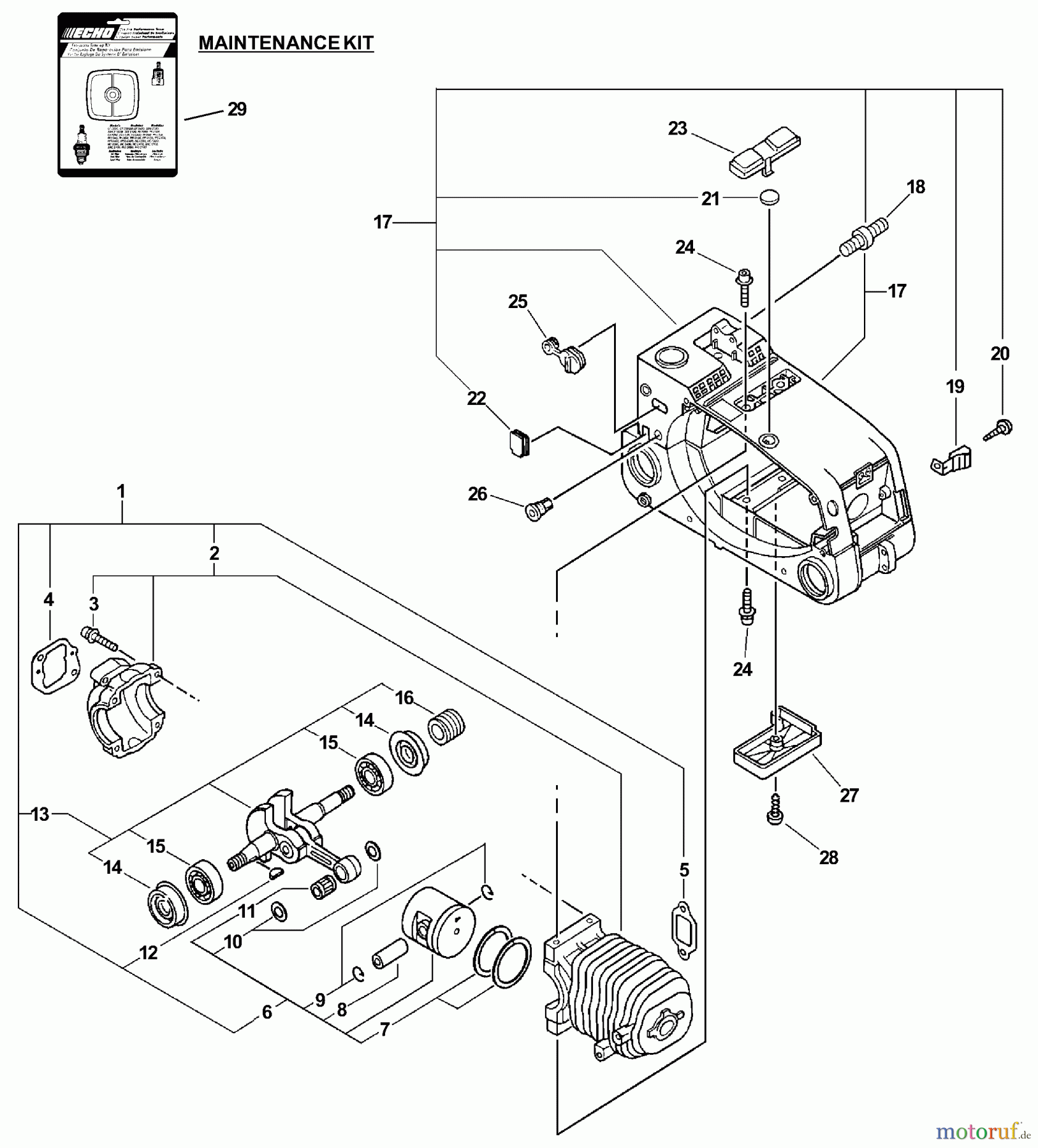  Echo Sägen, Kettensägen CS-3400 - Echo Chainsaw (Type 1) Engine, Engine Cover