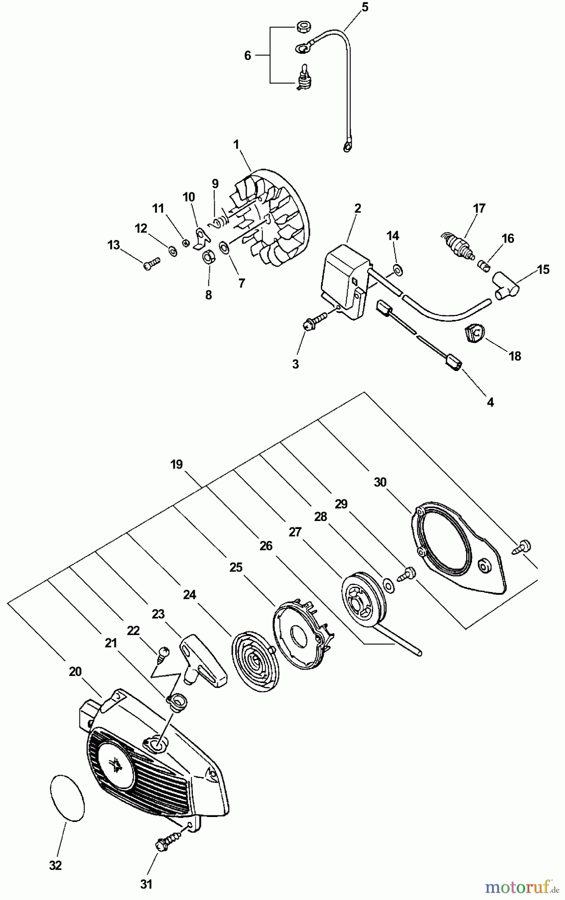  Echo Sägen, Kettensägen CS-3400 - Echo Chainsaw (Type 1E) Ignition, Starter Assembly