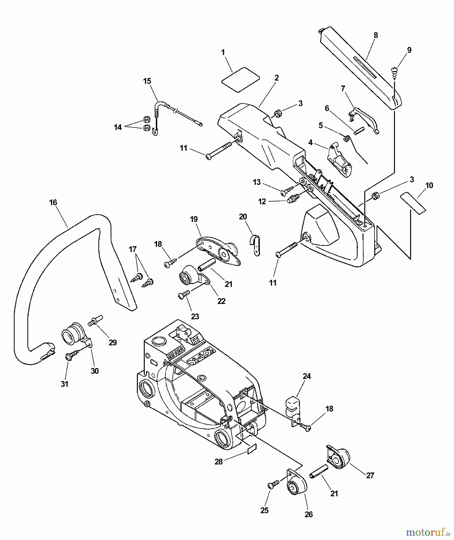  Echo Sägen, Kettensägen CS-345 - Echo Chainsaw, S/N: 04001001 - 04999999 Handles, Throttle Control