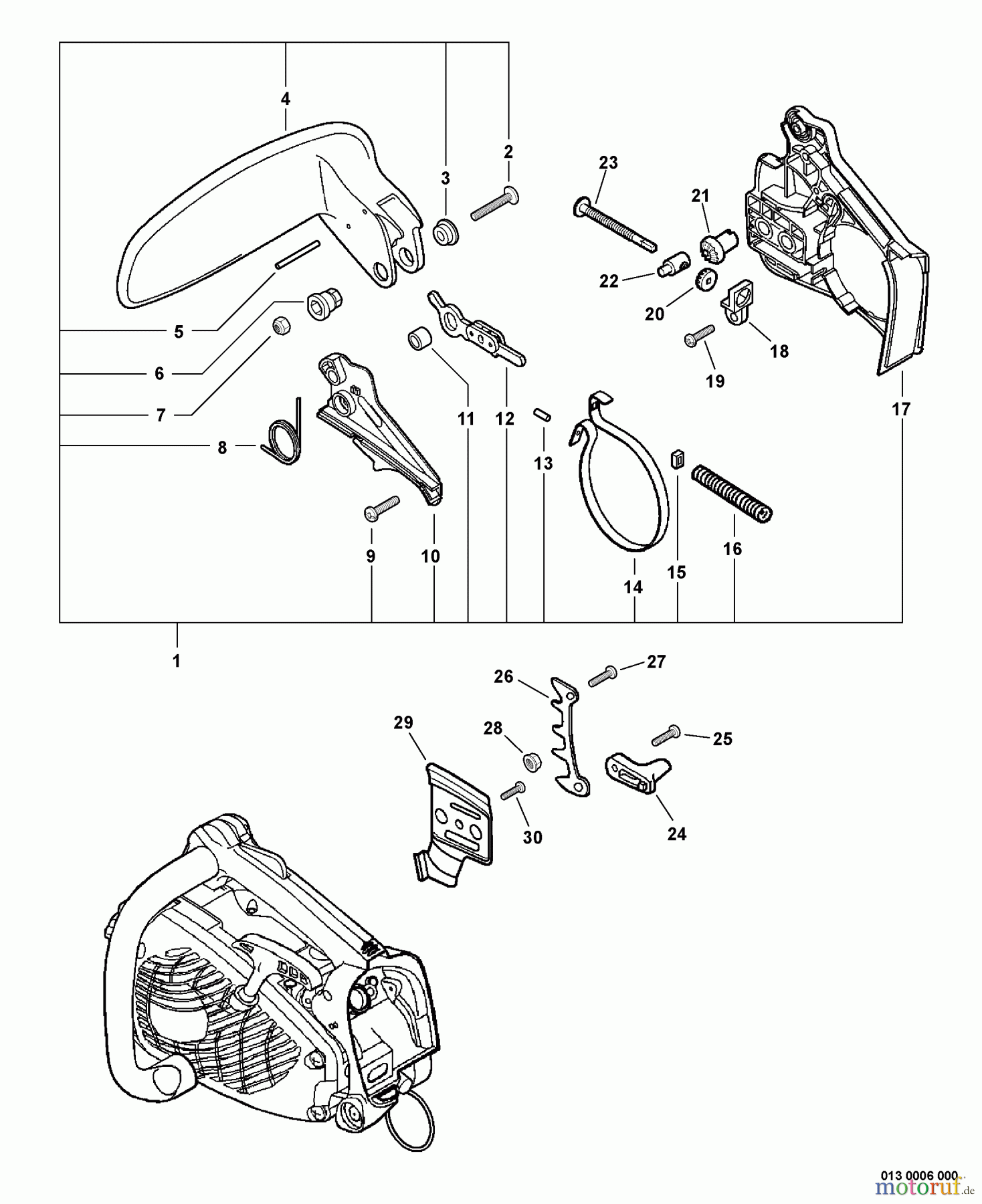  Echo Sägen, Kettensägen CS-360T - Echo Chainsaw, S/N: 09001001 - 09999999 Chain Brake