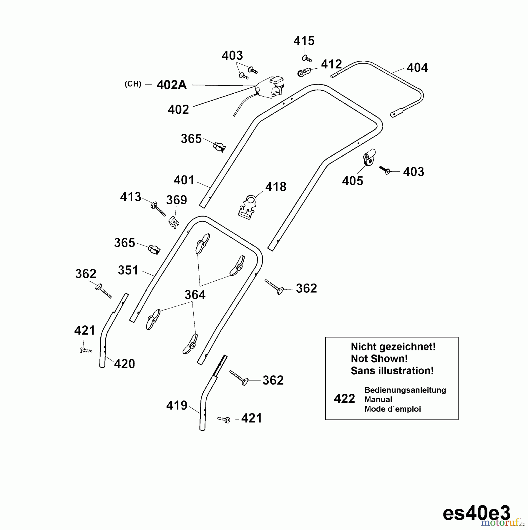  Wolf-Garten Electric mower Esprit 40 E 4020683 Series A, B  (2003) Handle