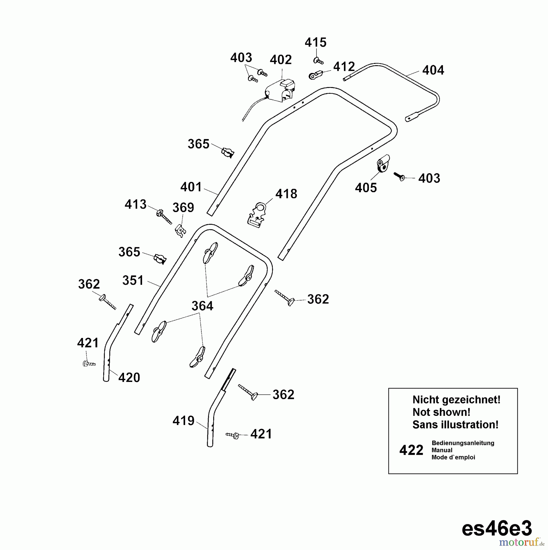  Wolf-Garten Electric mower Esprit 46 E 4620680 Series A  (2003) Handle