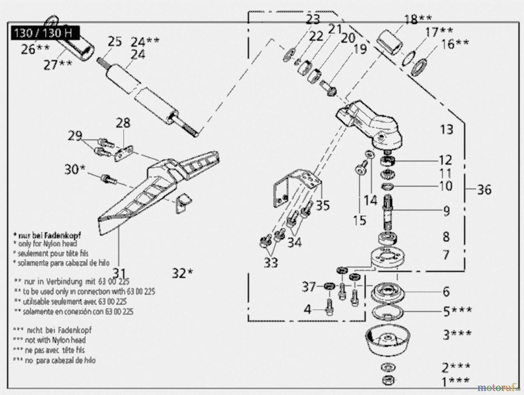  Solo by AL-KO Gartentechnik Motorsensen 130 H ET 021998 Druck 9 130 701 02/1998 [SN: ET 021998 Druck 9 130 701] - 05/2007 [SN: S.Nr. 7938 ->;  52007 Druck 9 130 702] Seite 4