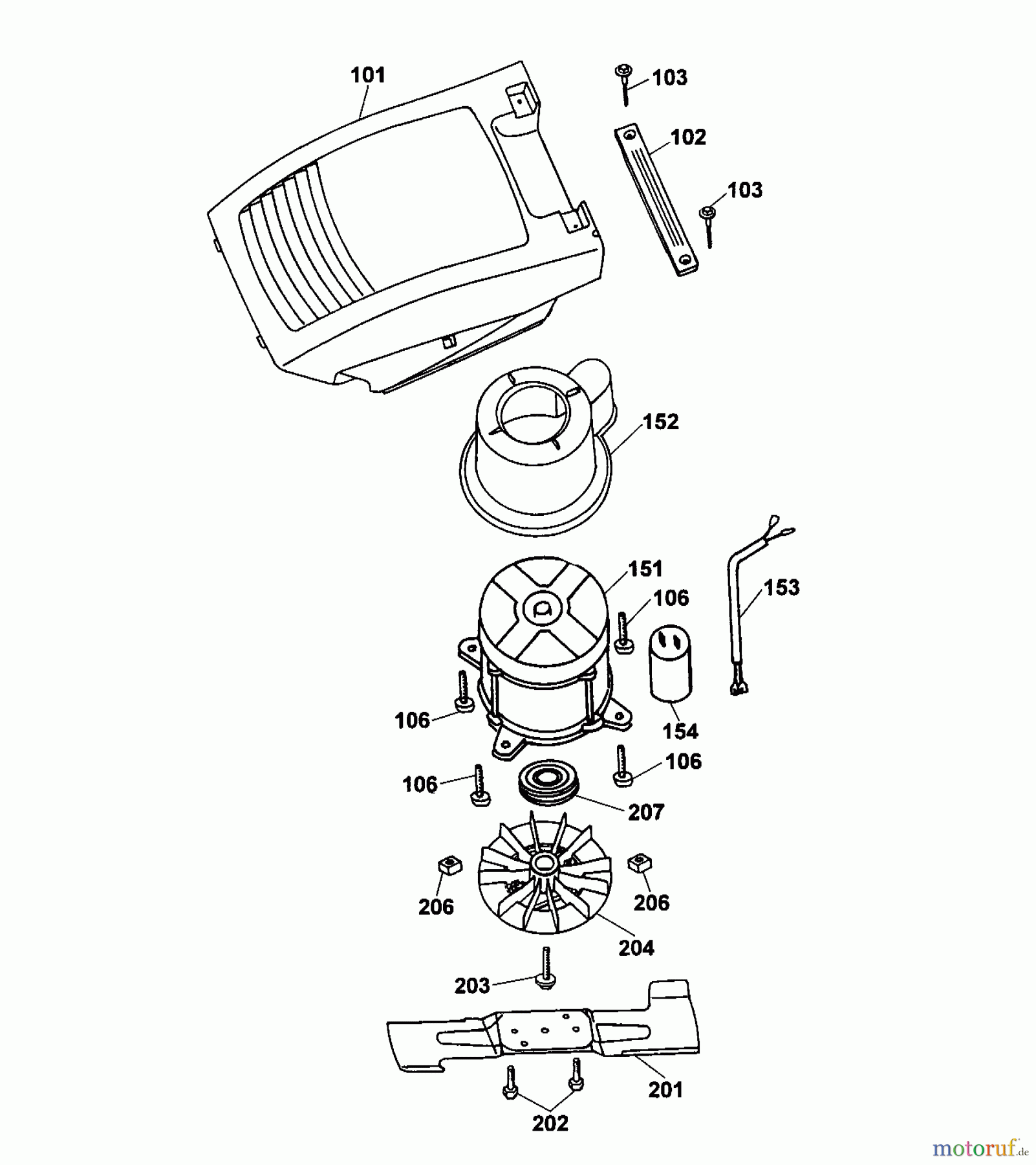  Wolf-Garten Electric mower HB 40 E 4961005 Series A  (2002) Cover engine, Blade, Engine