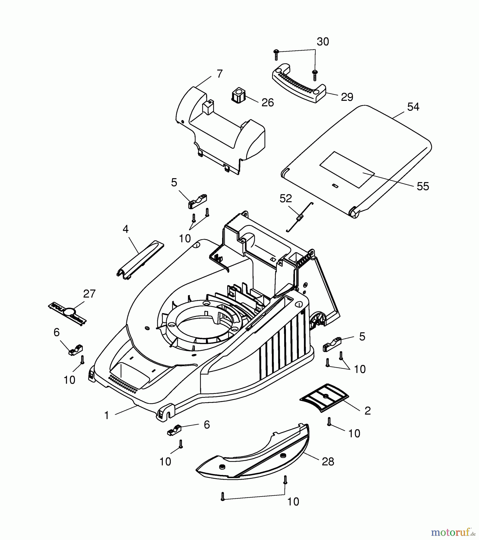  Wolf-Garten Petrol mower self propelled HBM 46 BA 4605008 Series A  (2004) Deck housing