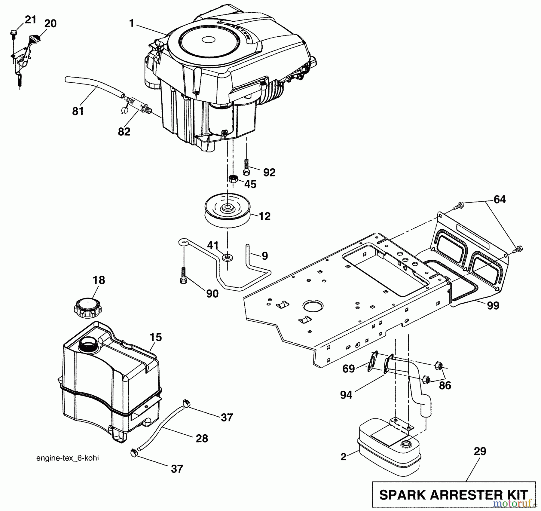  Husqvarna Rasen und Garten Traktoren YT 1942T (96043000300) - Husqvarna Yard Tractor (2006-05 & After) Engine