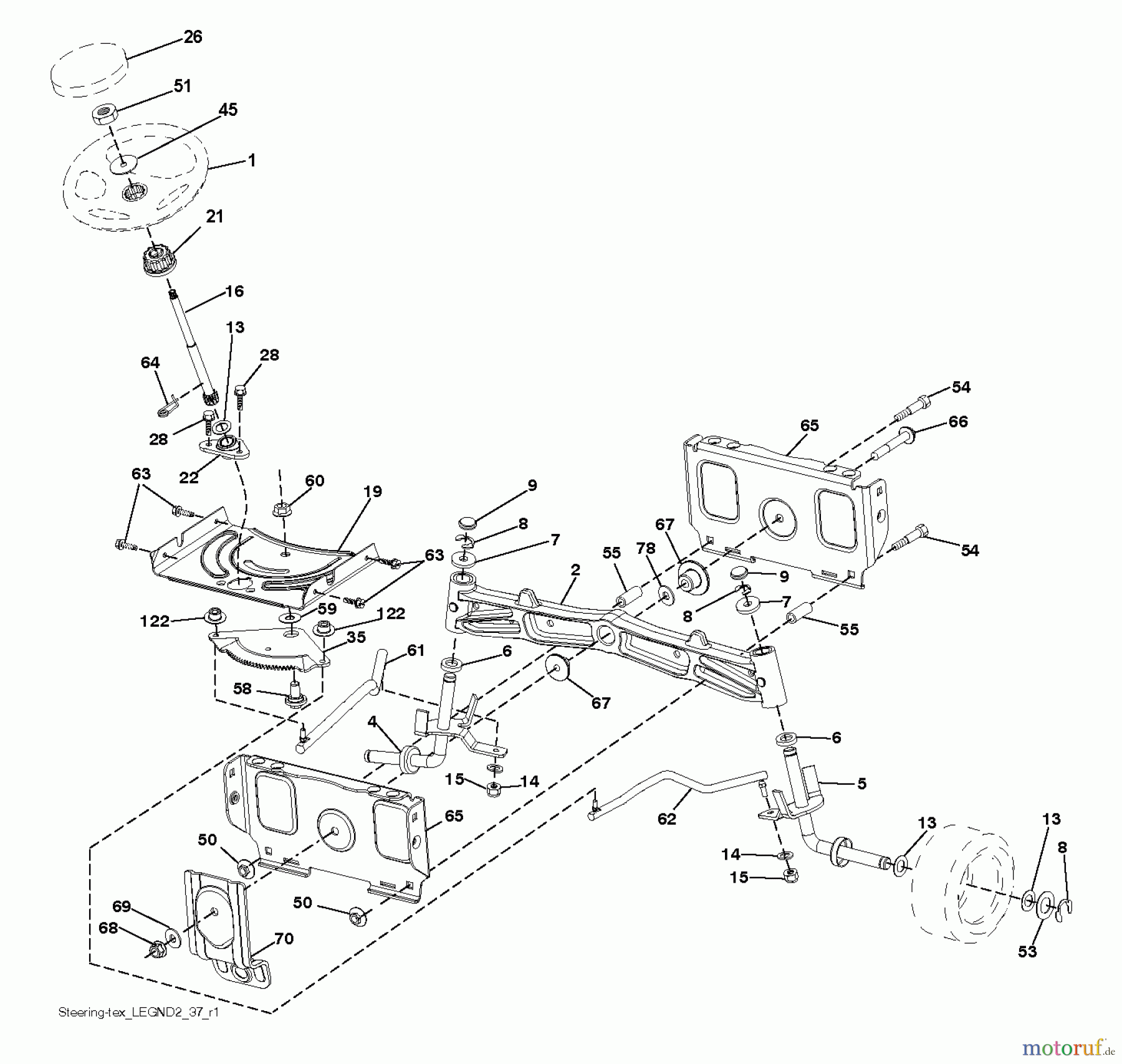  Husqvarna Rasen und Garten Traktoren YT42XLS (96043015401) - Husqvarna Yard Tractor (2013-08) STEERING