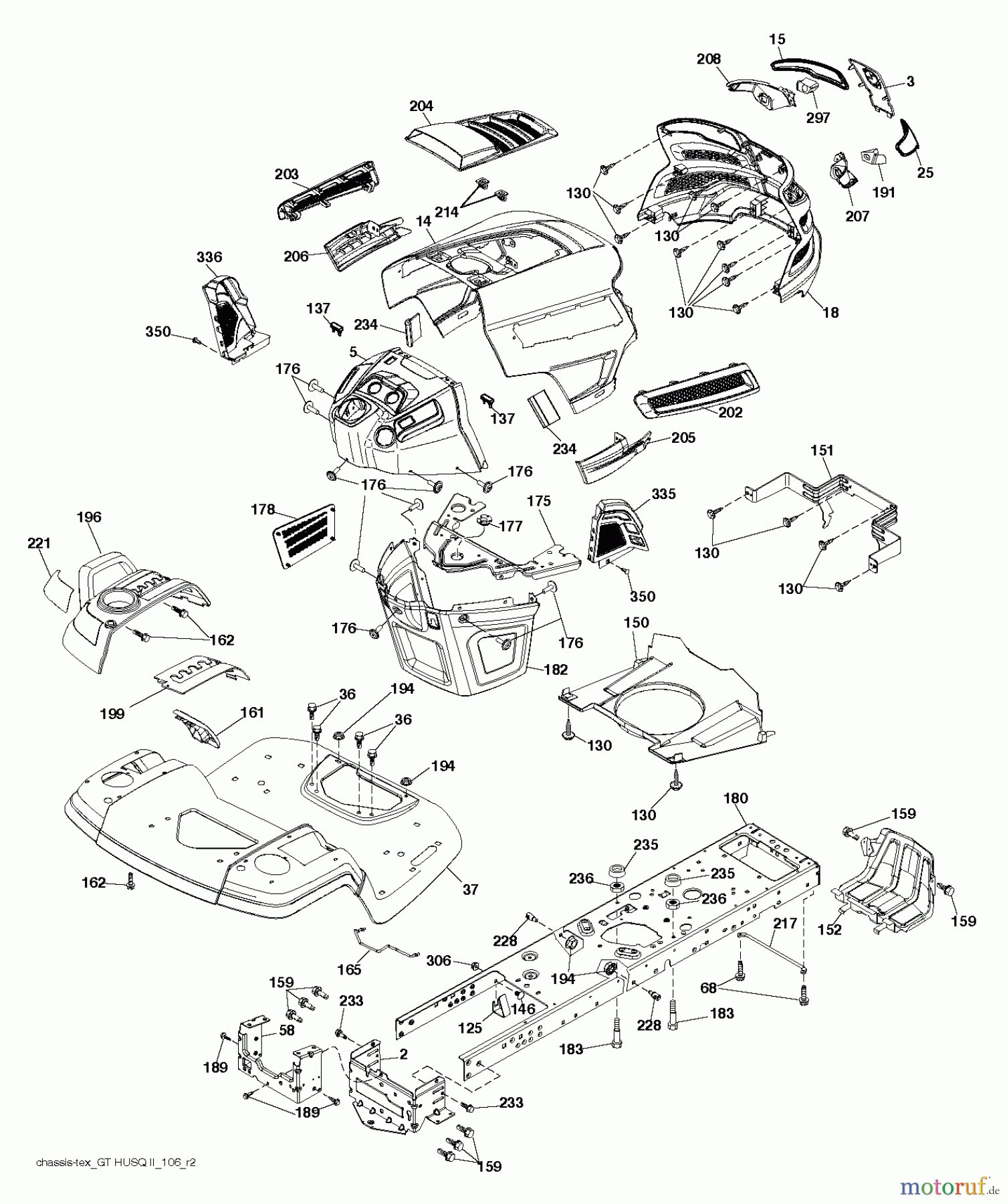  Husqvarna Rasen und Garten Traktoren YT48 LS (96043015601) - Husqvarna Yard Tractor (2013-08) CHASSIS / FRAME